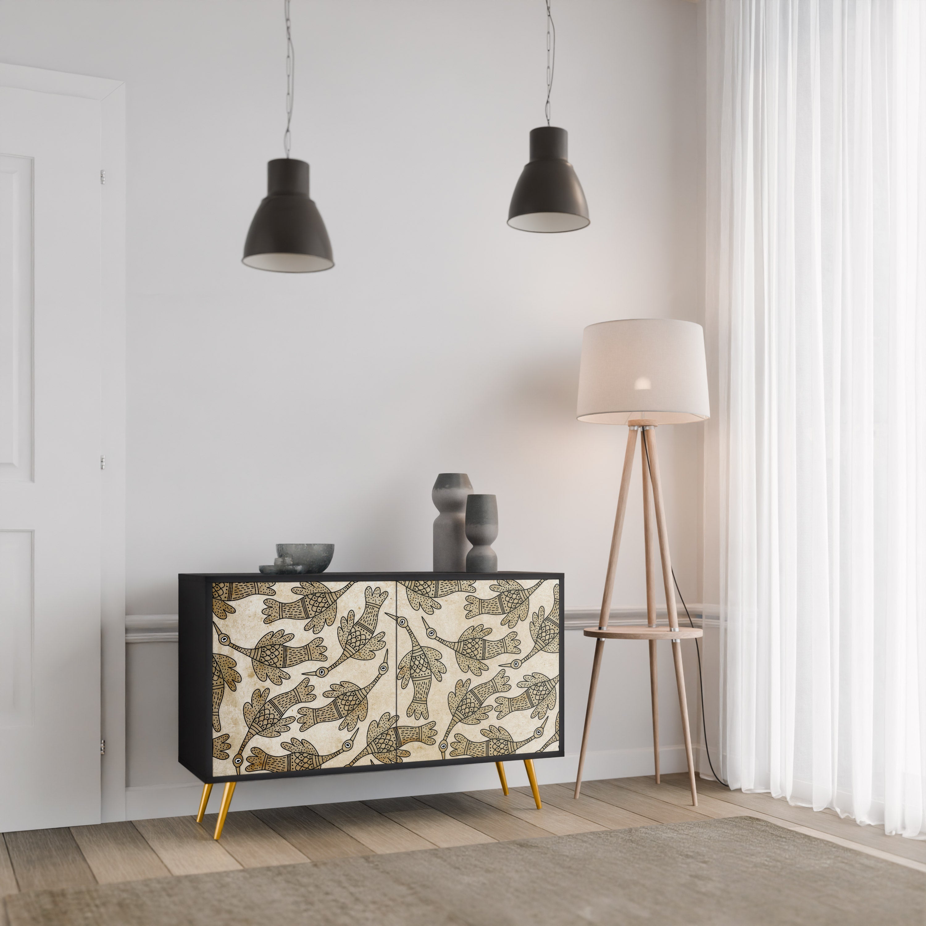 ALMONDINE SONGBIRD 2-Door Sideboard in Black Finish