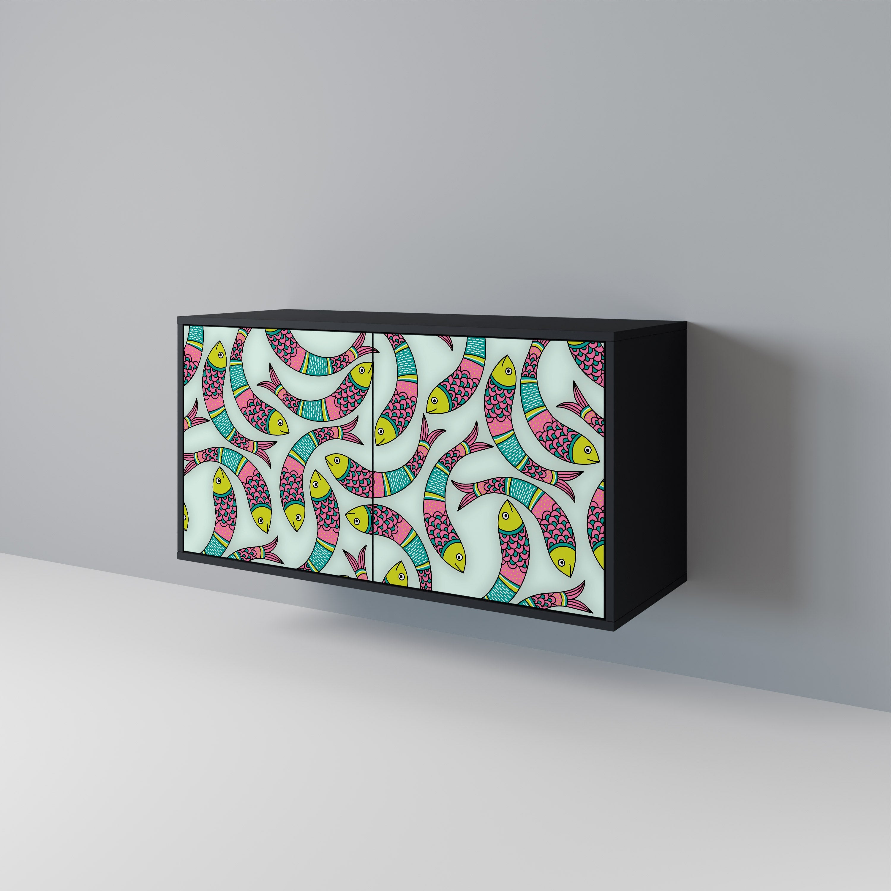 INDIAN FISH 2-Door Sideboard in Black Finish