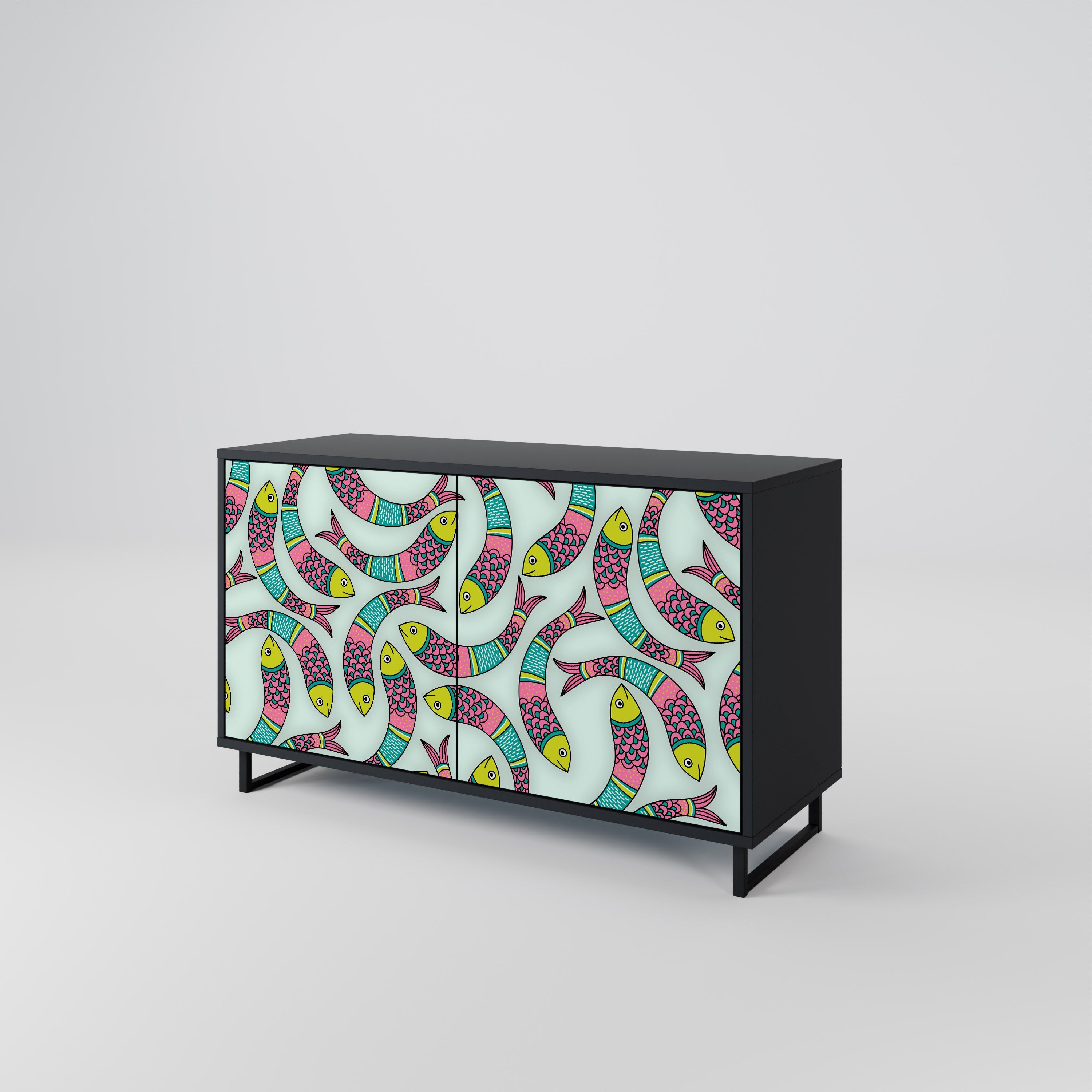 INDIAN FISH 2-Door Sideboard in Black Finish