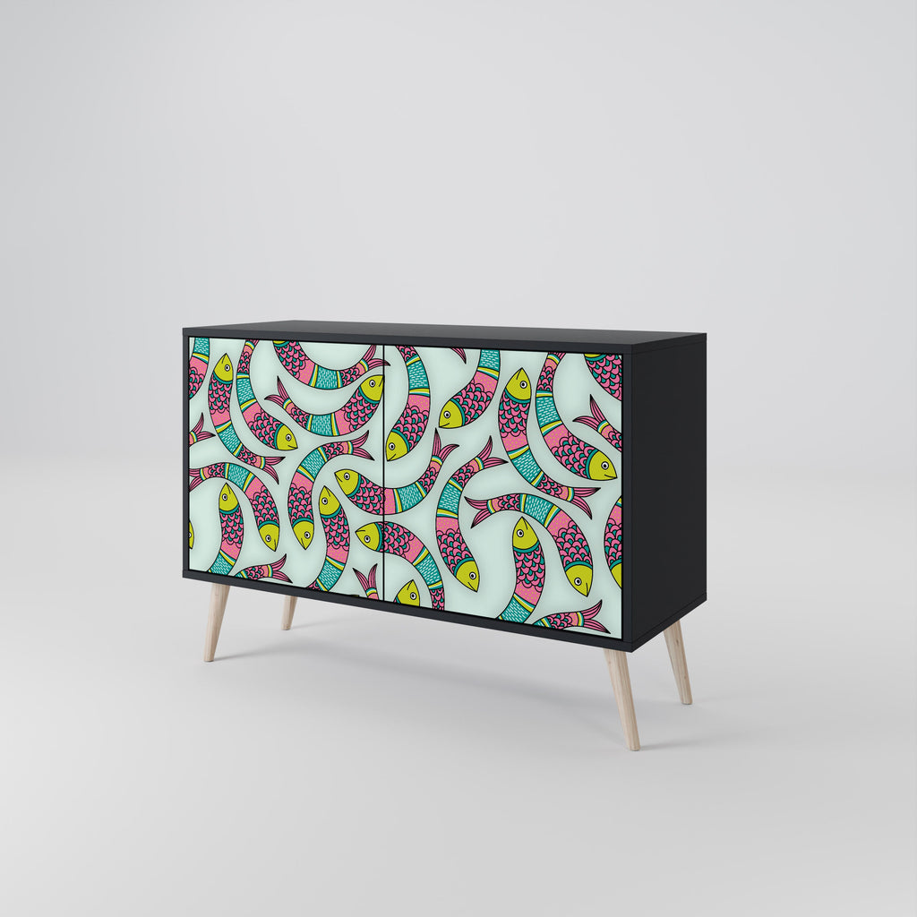 INDIAN FISH 2-Door Sideboard in Black Finish