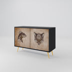 STEAMPUNK CLAN 2-Door Sideboard in Black Finish