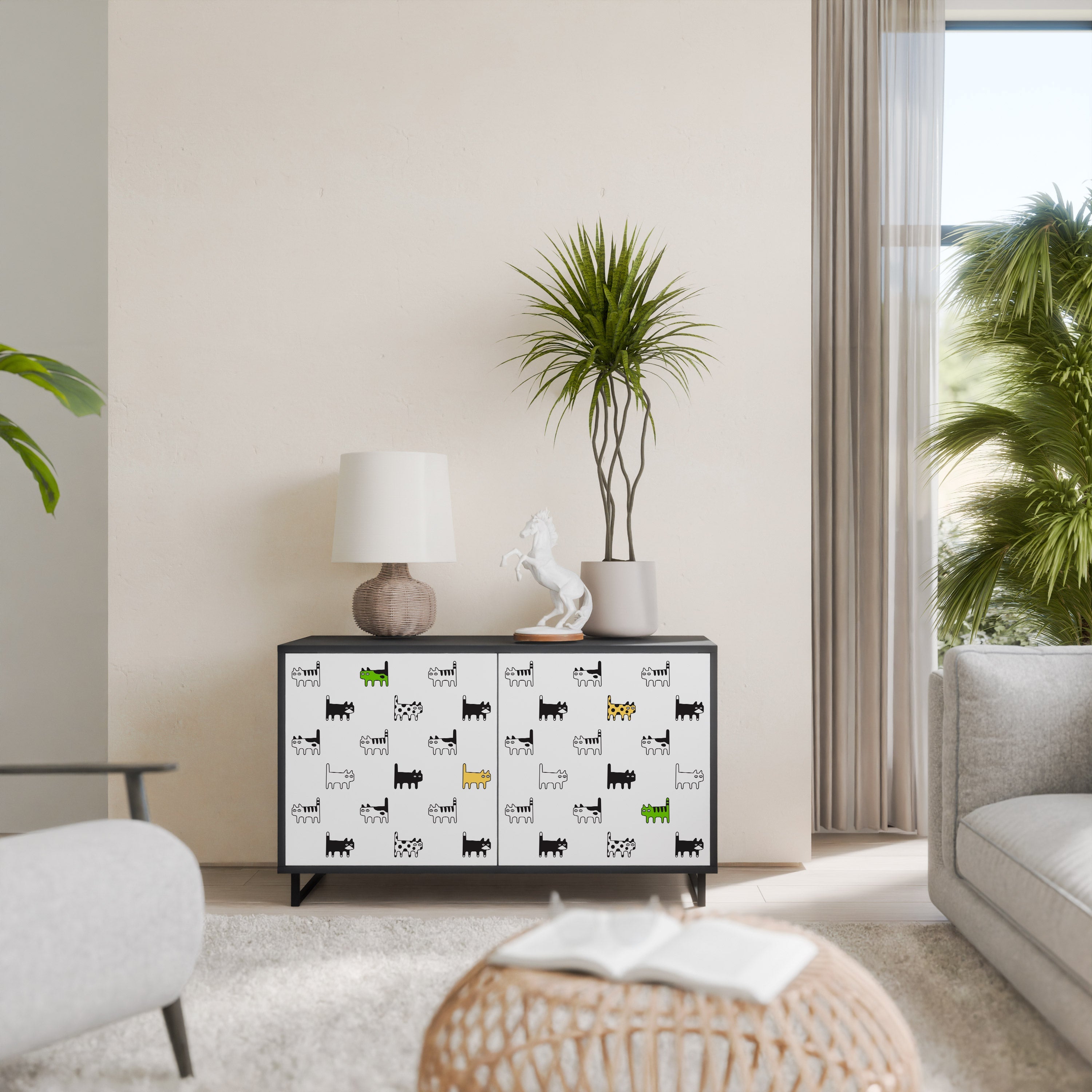 CATS COMPILATION 2-Door Sideboard in Black Finish