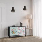 COLORFUL ALPACAS Sideboard mit 2 Türen in Schwarz