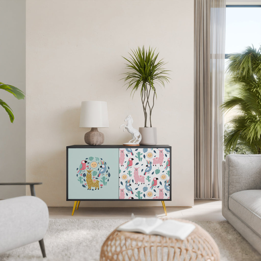 COLORFUL ALPACAS Sideboard mit 2 Türen in Schwarz