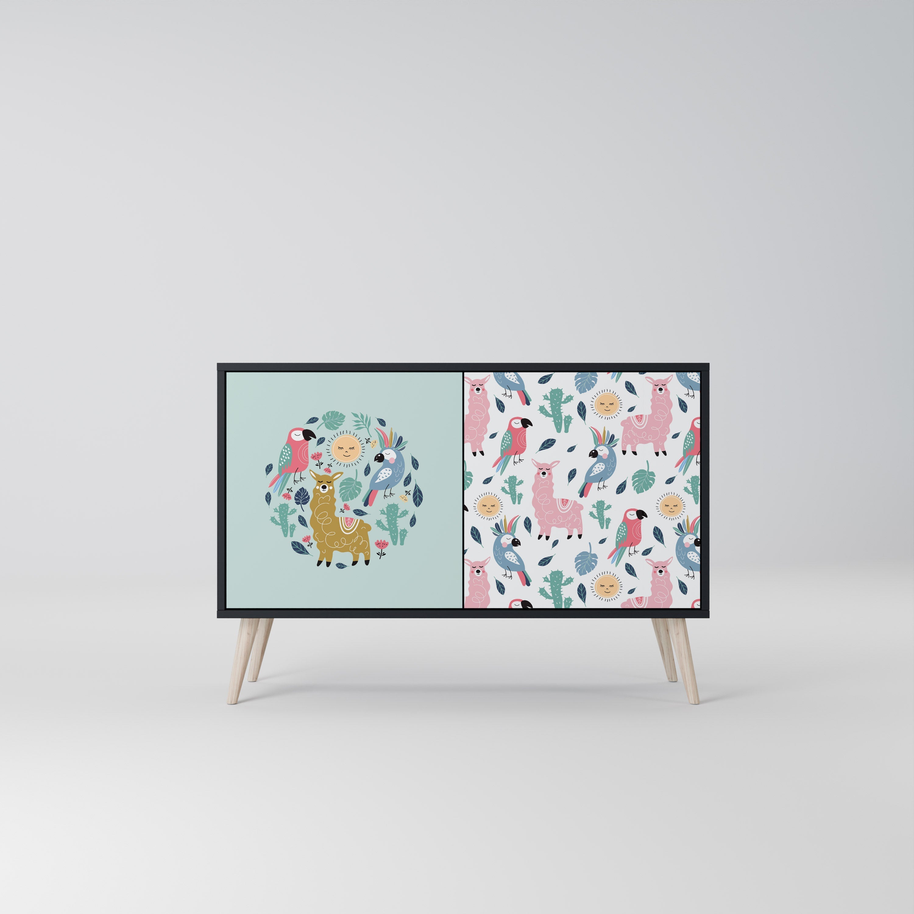 COLORFUL ALPACAS 2-Door Sideboard in Black Finish