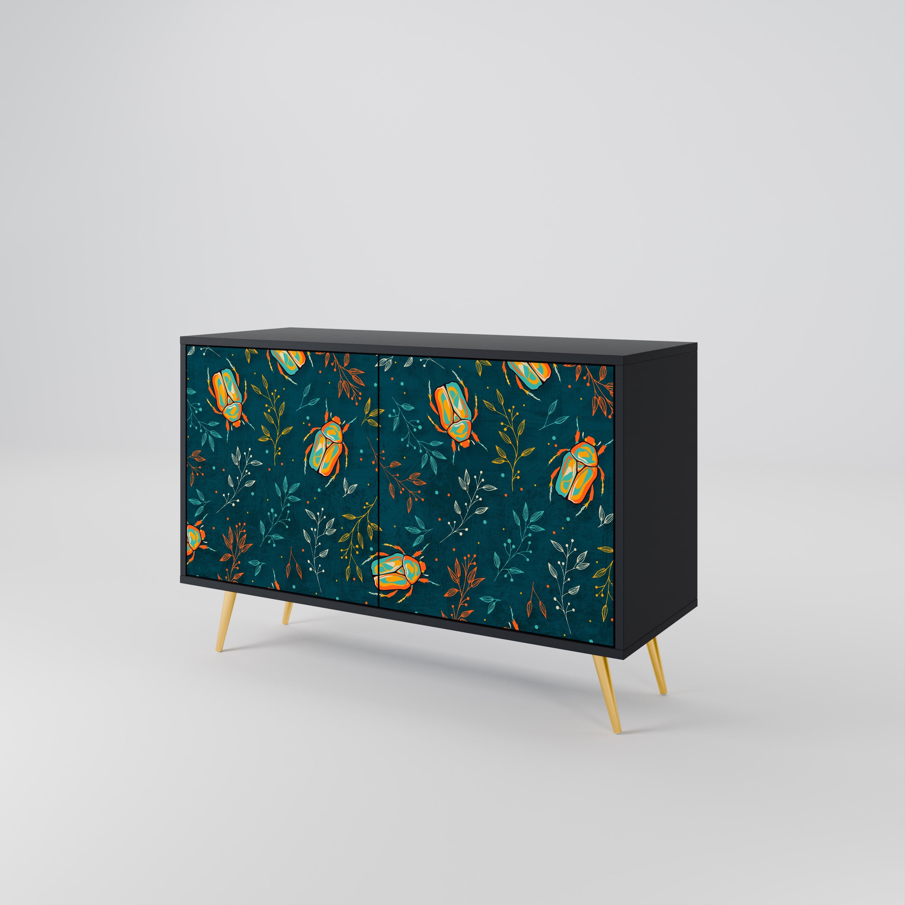 AUTUMN INSECTS 2-Door Sideboard in Black Finish