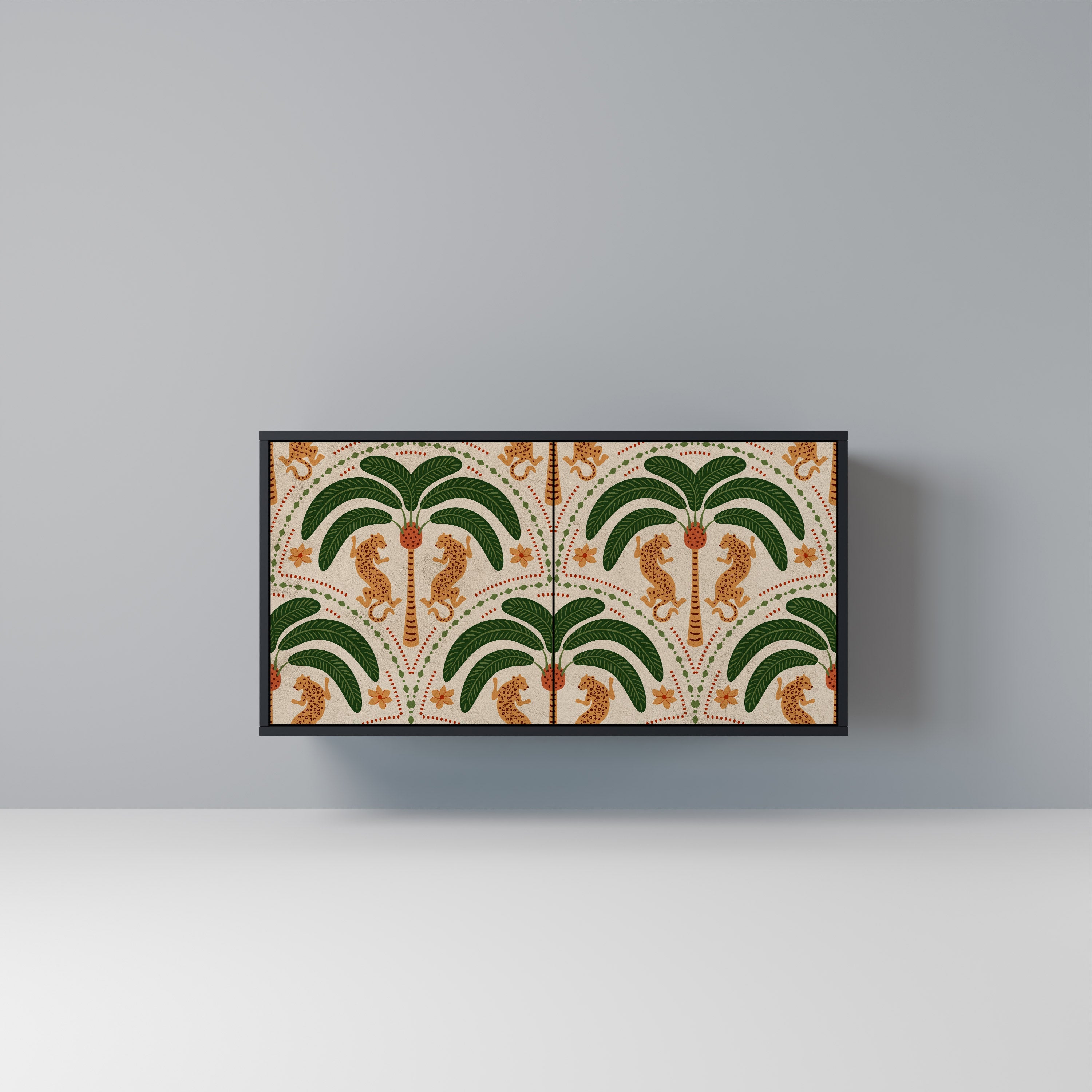 DANCING PREDATORS 2-Door Sideboard in Black Finish