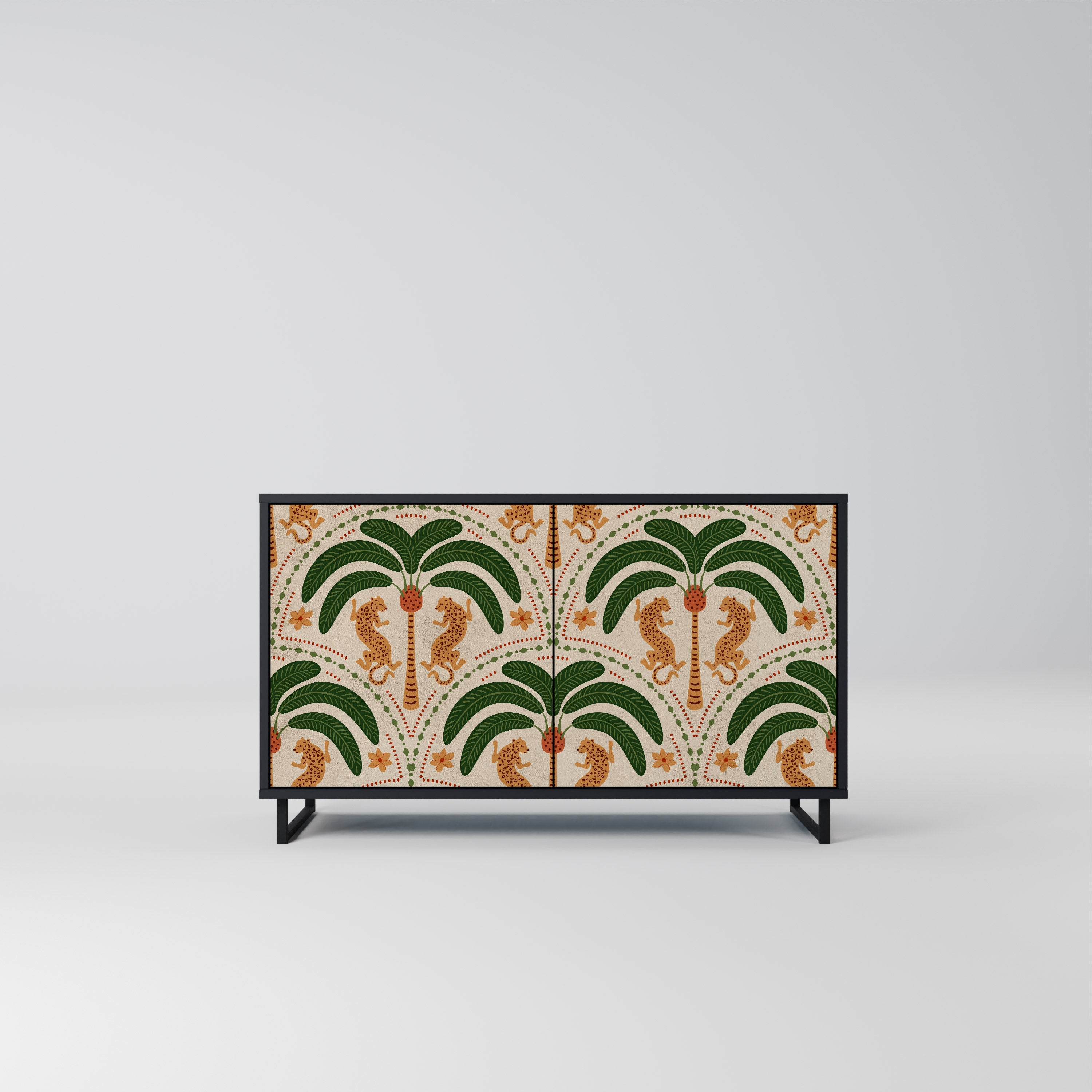 DANCING PREDATORS 2-Door Sideboard in Black Finish