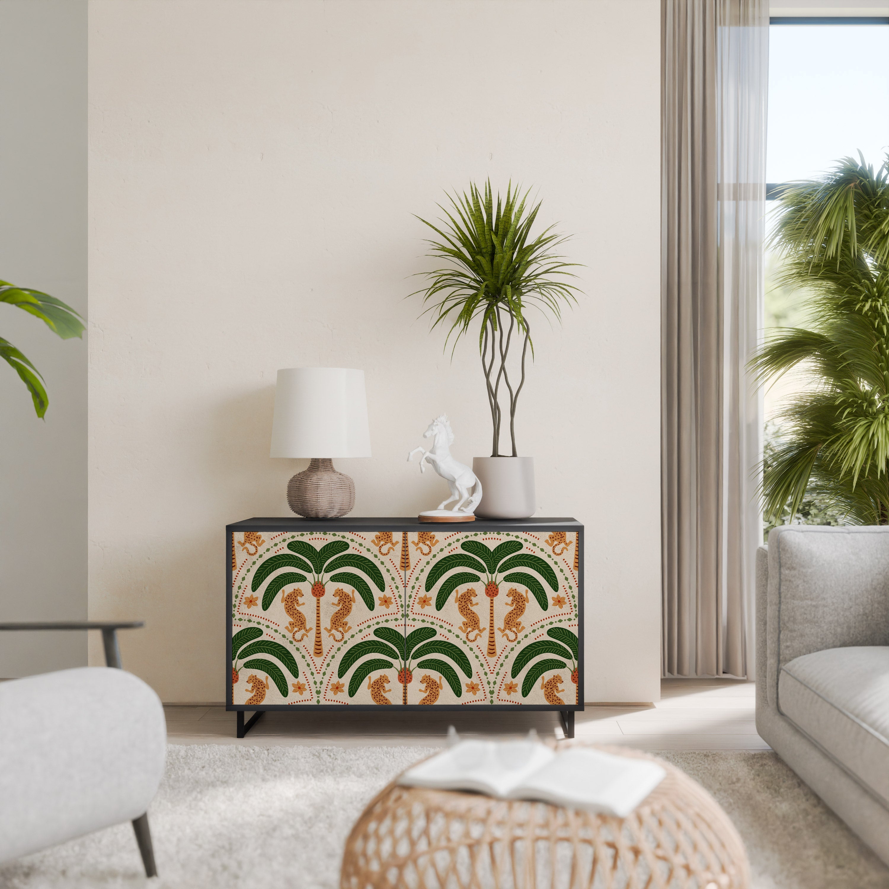 DANCING PREDATORS Sideboard mit 2 Türen in Schwarz