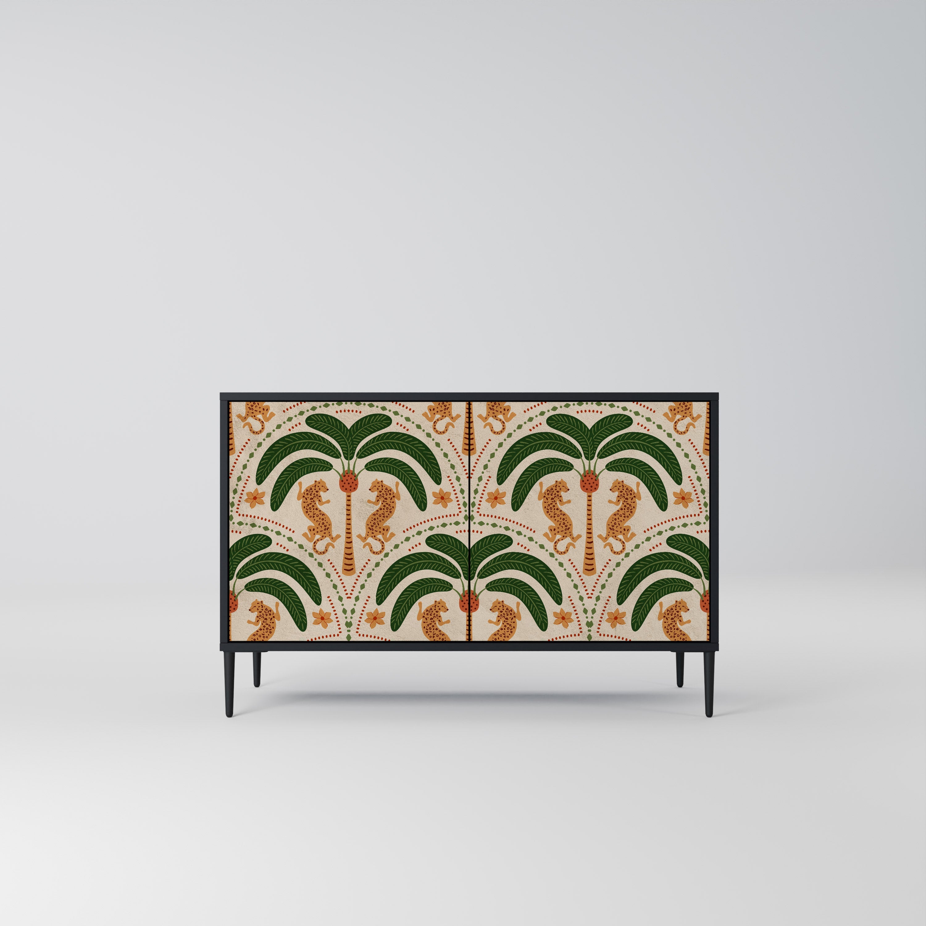 DANCING PREDATORS 2-Door Sideboard in Black Finish