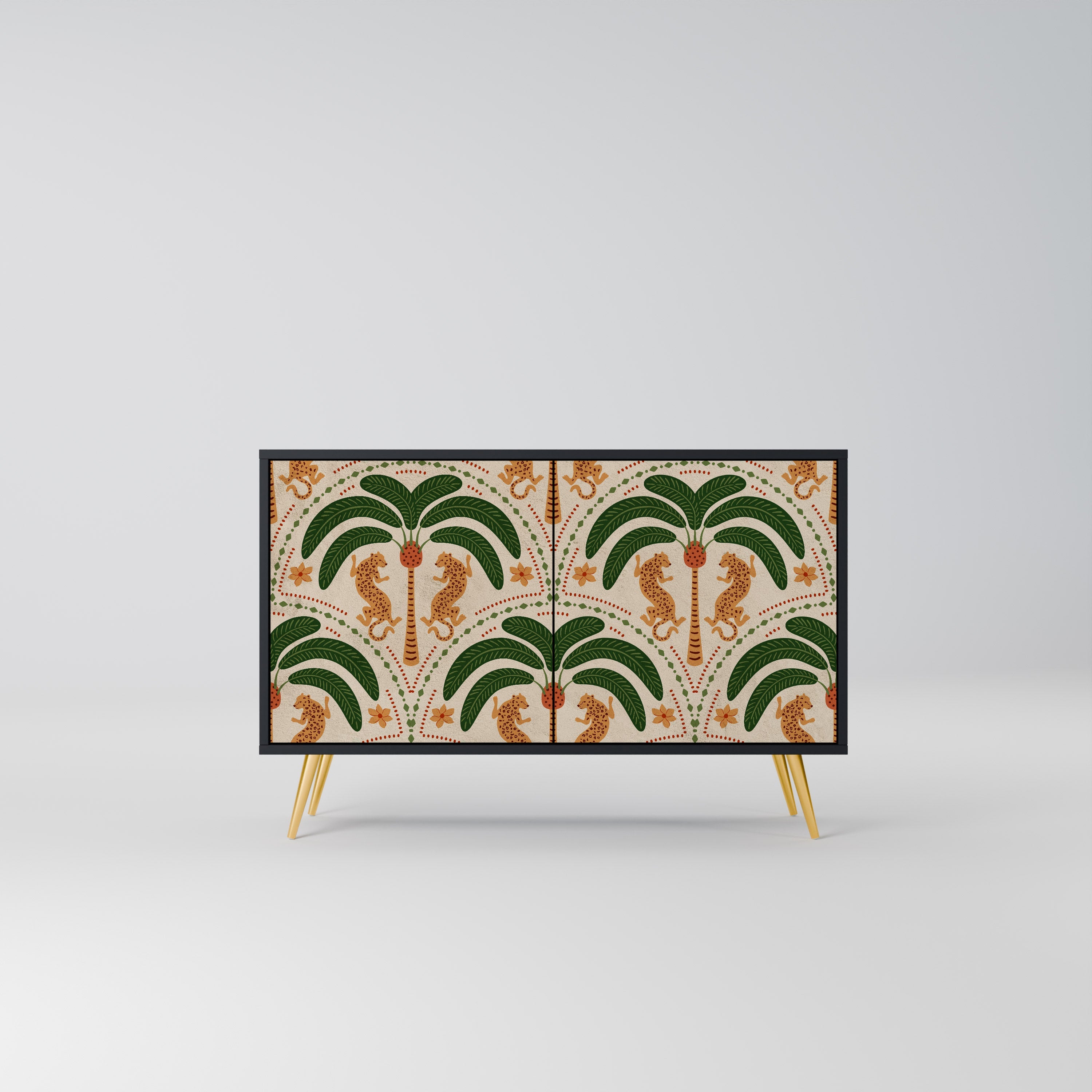 DANCING PREDATORS 2-Door Sideboard in Black Finish