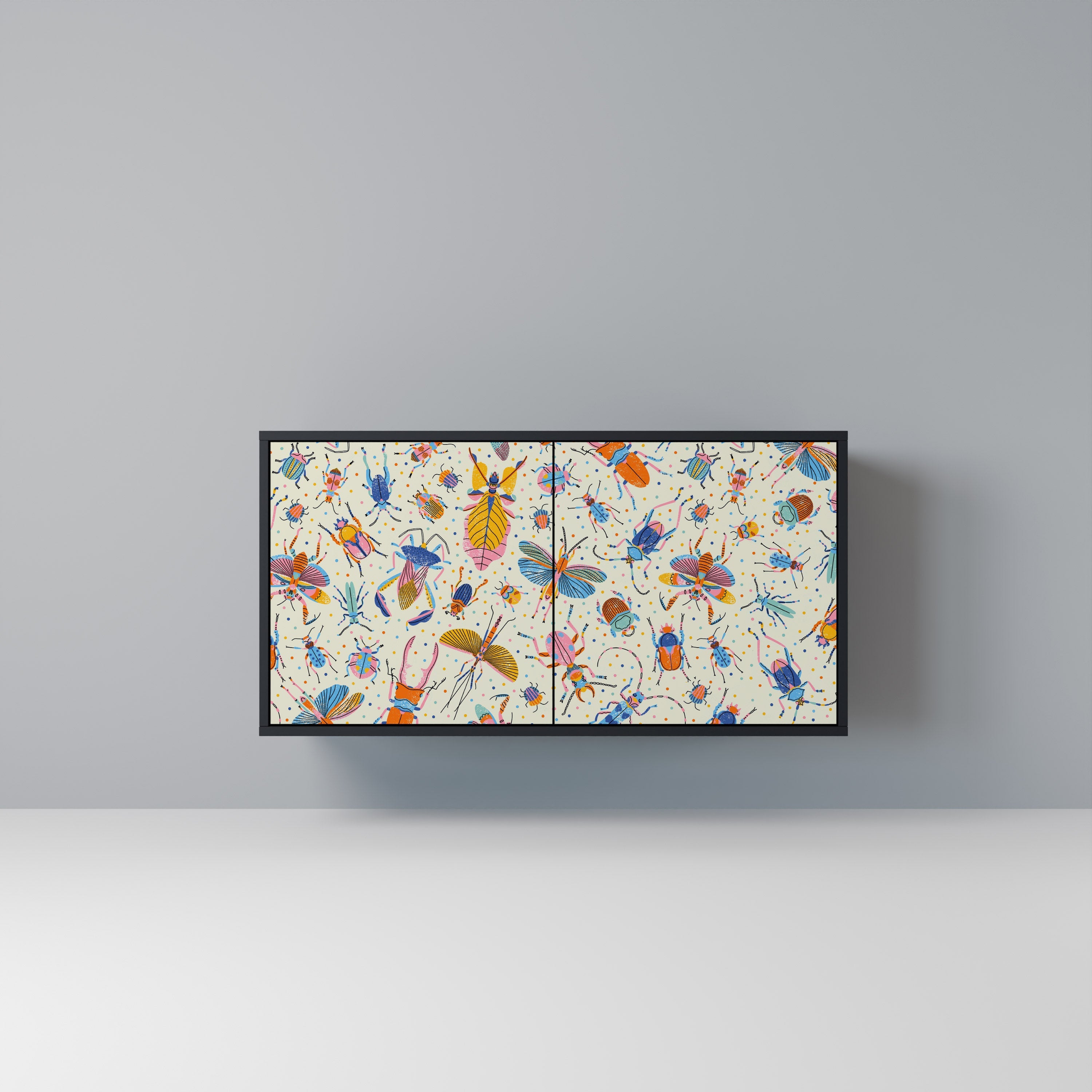 COLORFUL INSECTS 2-Door Sideboard in Black Finish