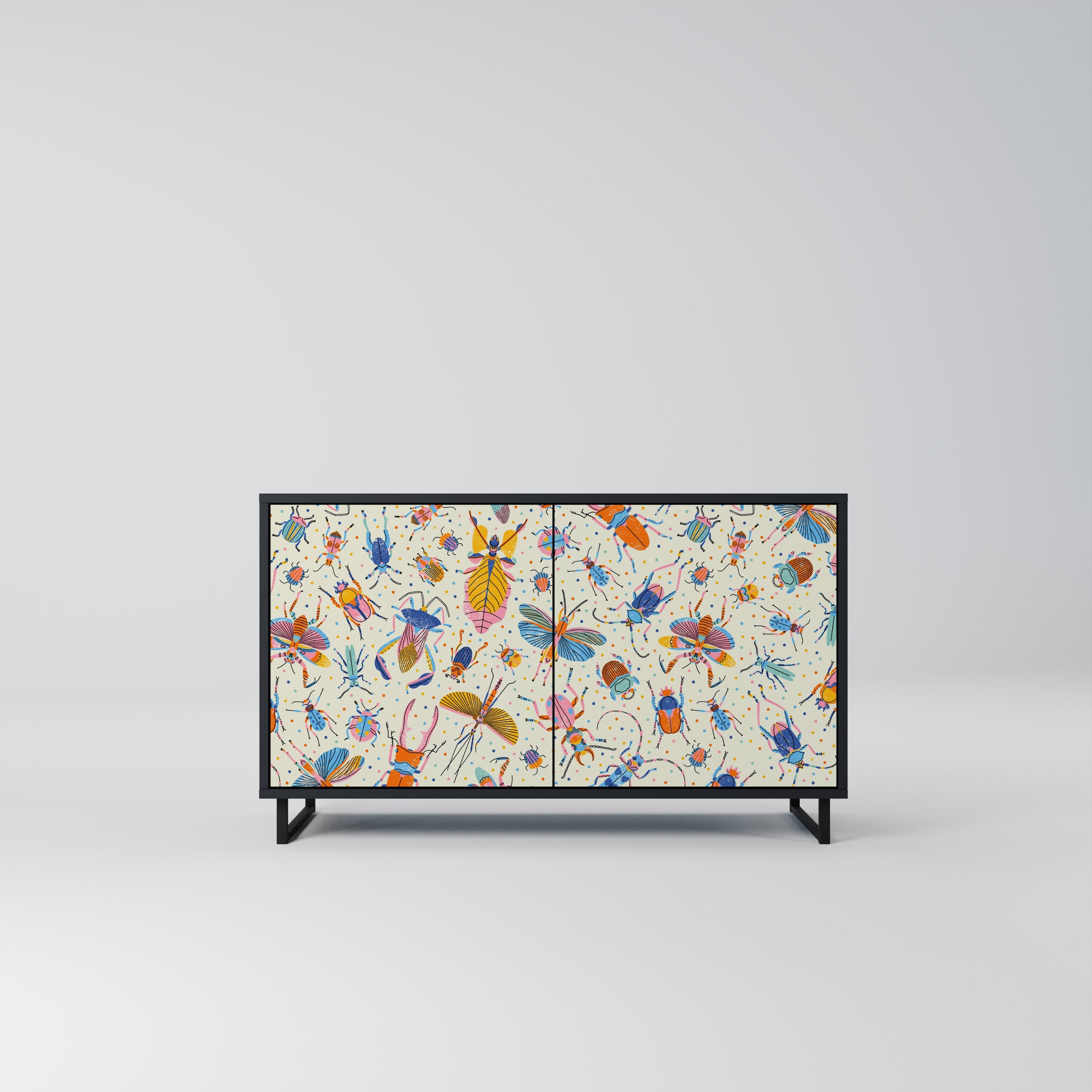 COLORFUL INSECTS 2-Door Sideboard in Black Finish