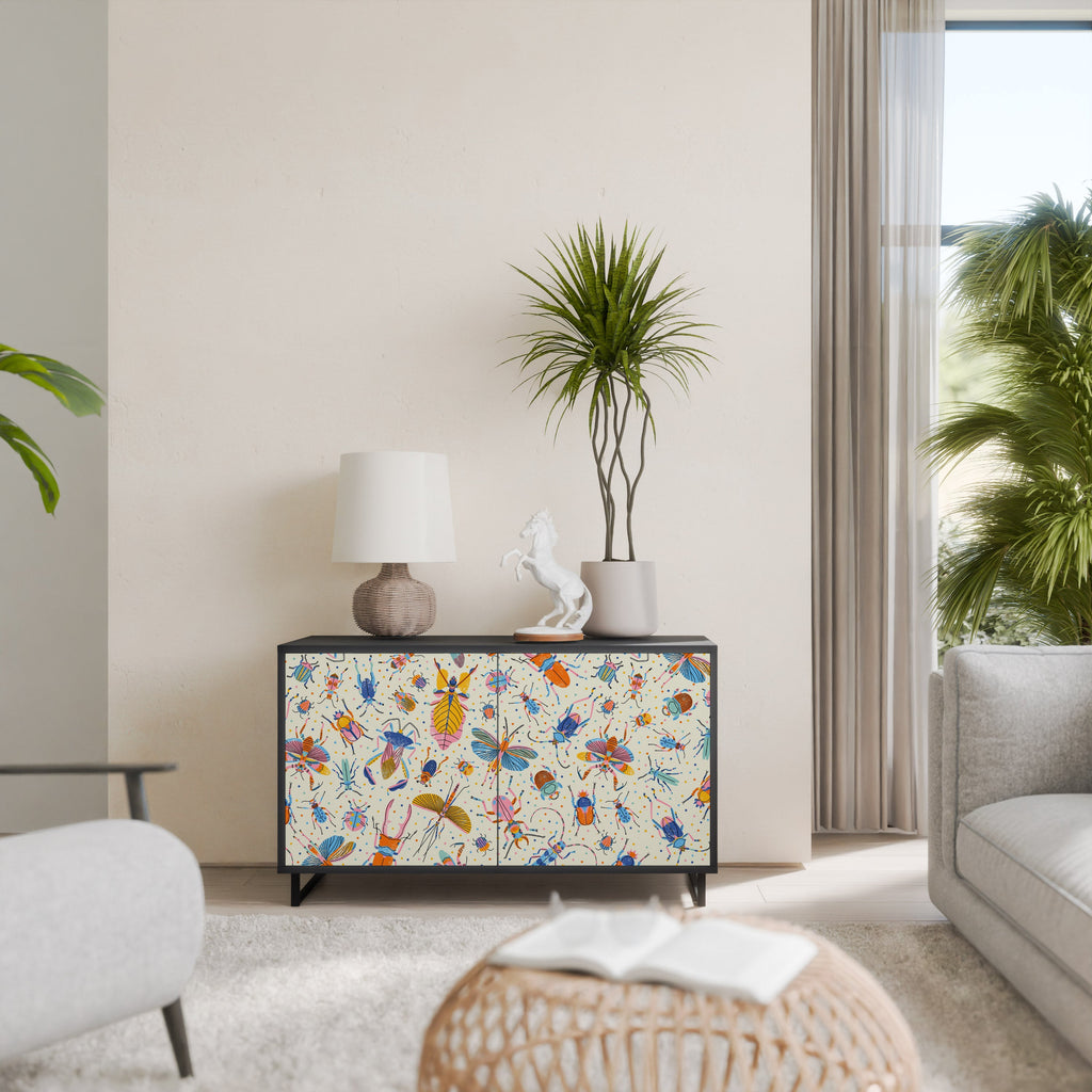 COLORFUL INSECTS Sideboard mit 2 Türen in Schwarz