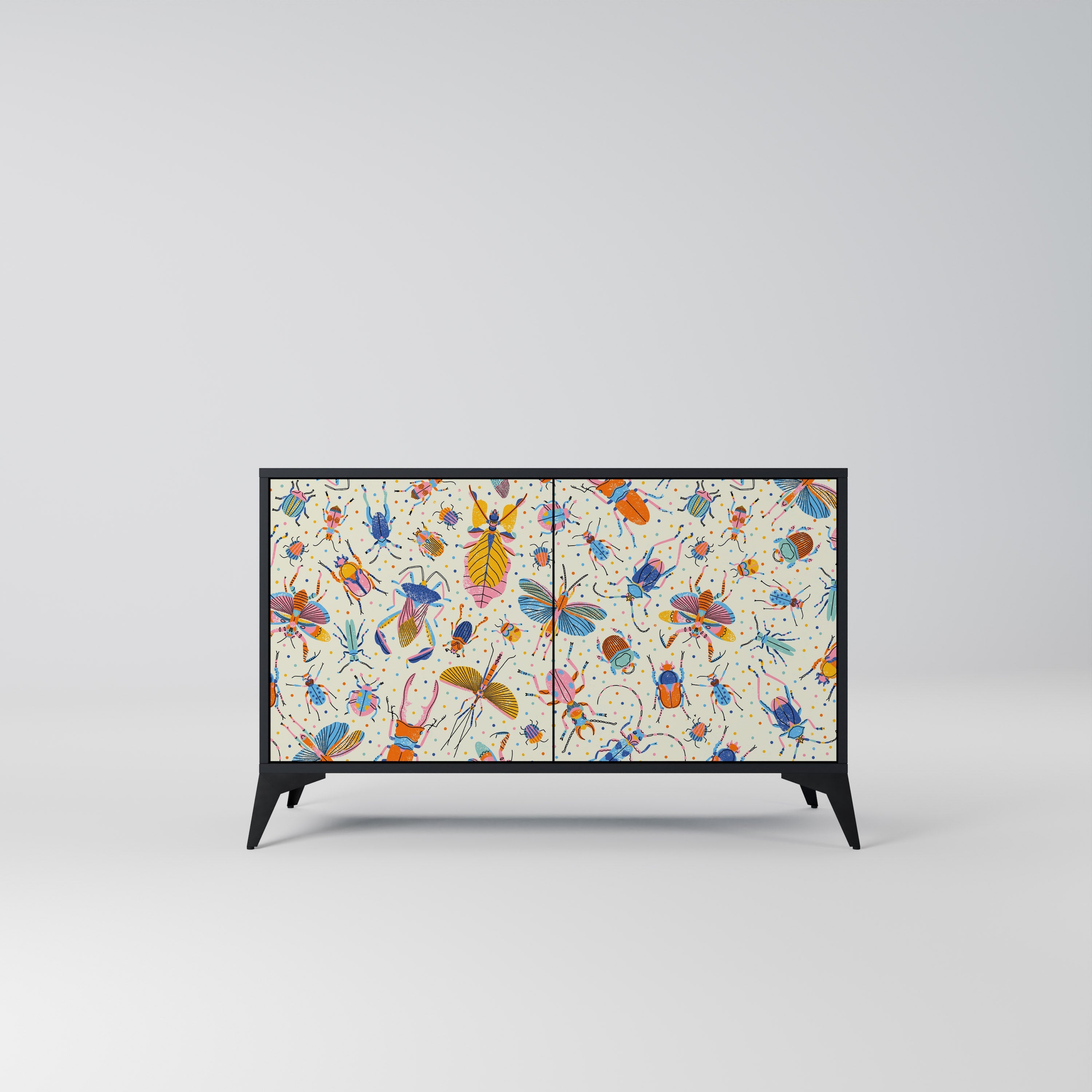 COLORFUL INSECTS 2-Door Sideboard in Black Finish