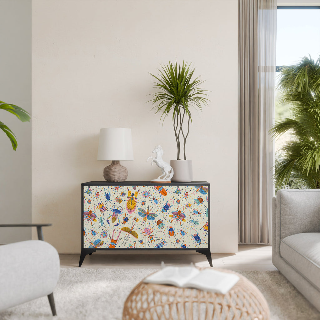 COLORFUL INSECTS Sideboard mit 2 Türen in Schwarz