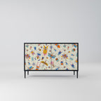 COLORFUL INSECTS Sideboard mit 2 Türen in Schwarz