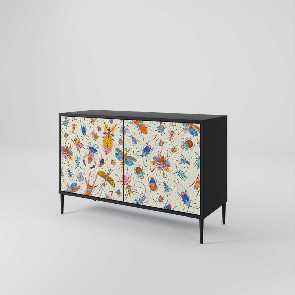 COLORFUL INSECTS Sideboard mit 2 Türen in Schwarz