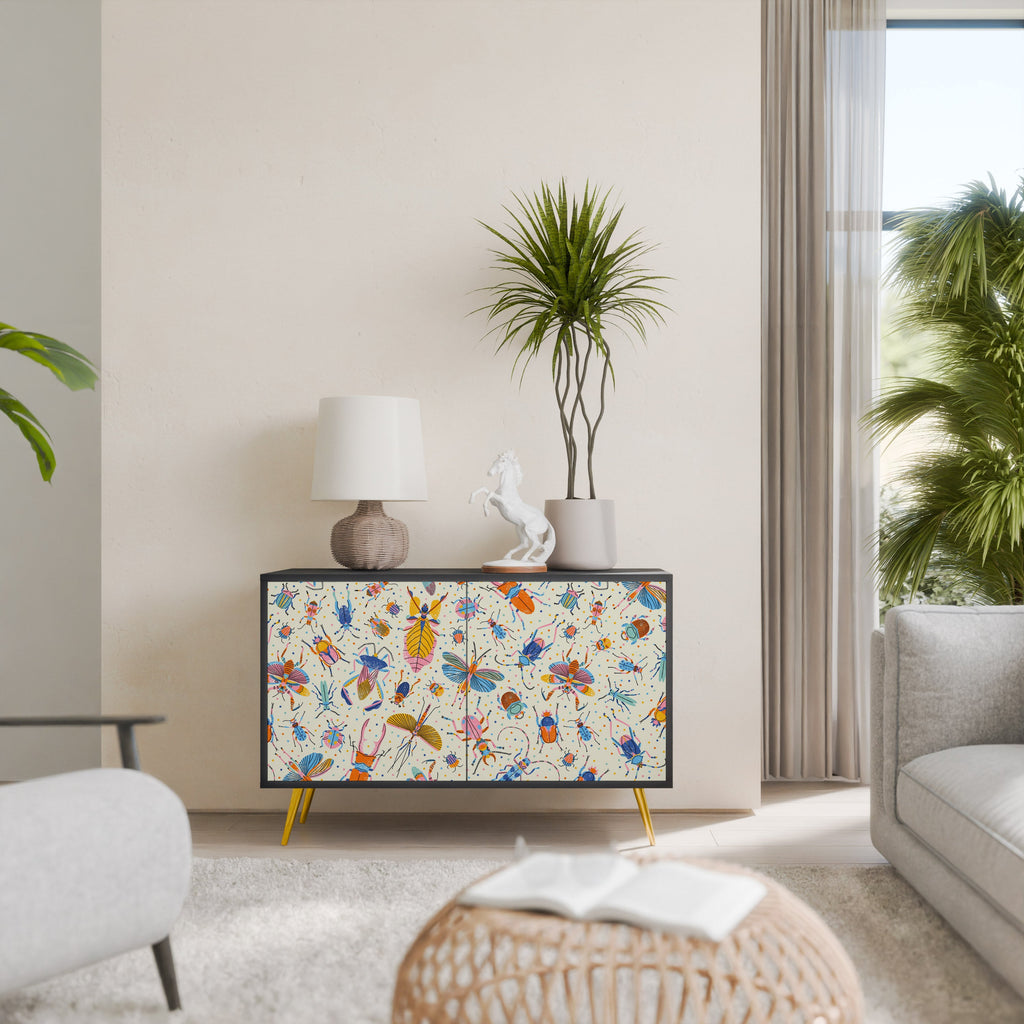 COLORFUL INSECTS Sideboard mit 2 Türen in Schwarz