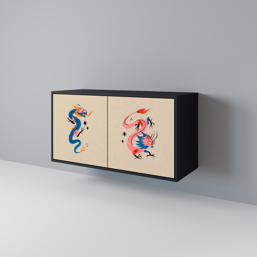 MYTHOLOGICAL CREATURES 2-Door Sideboard in Black Finish