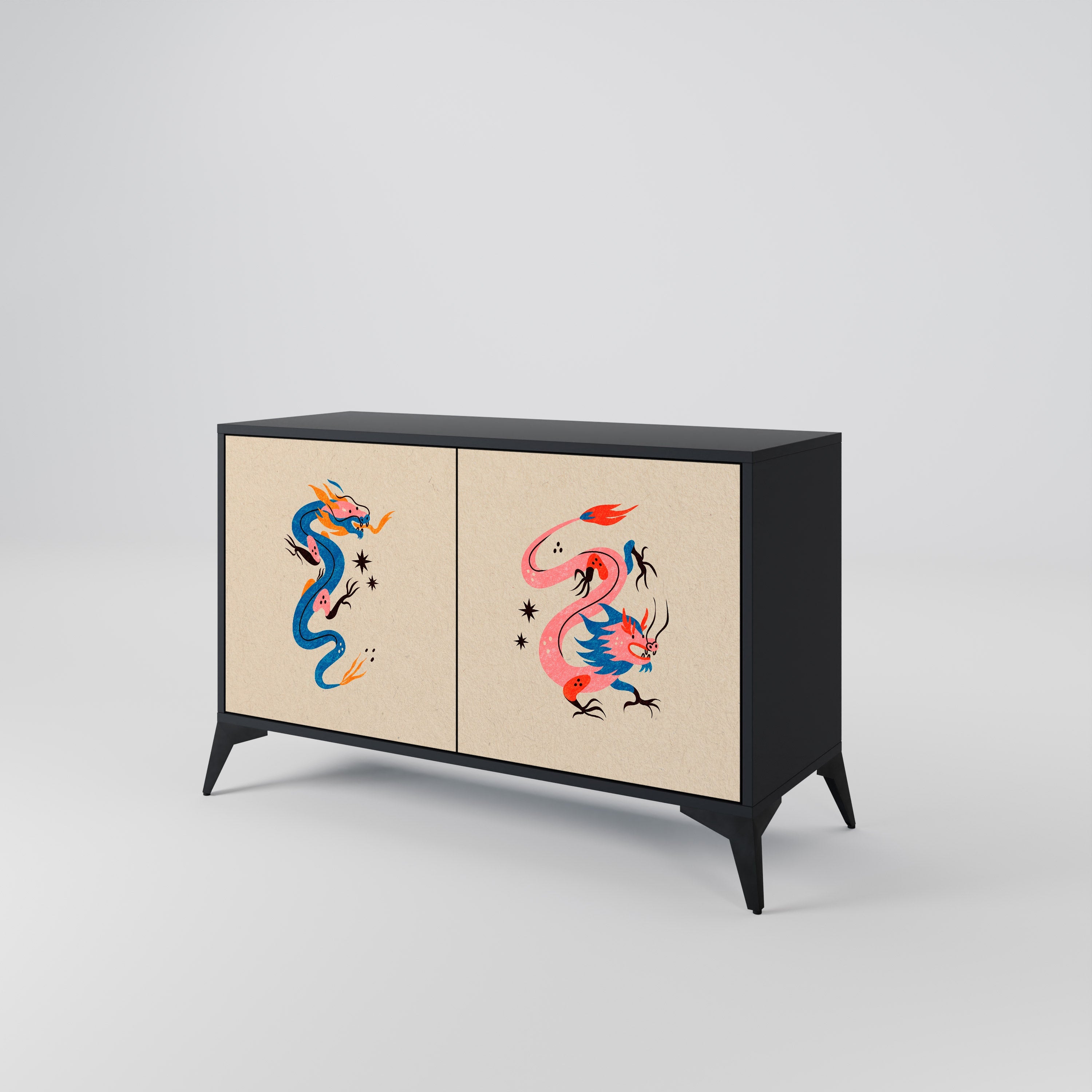 MYTHOLOGICAL CREATURES 2-Door Sideboard in Black Finish