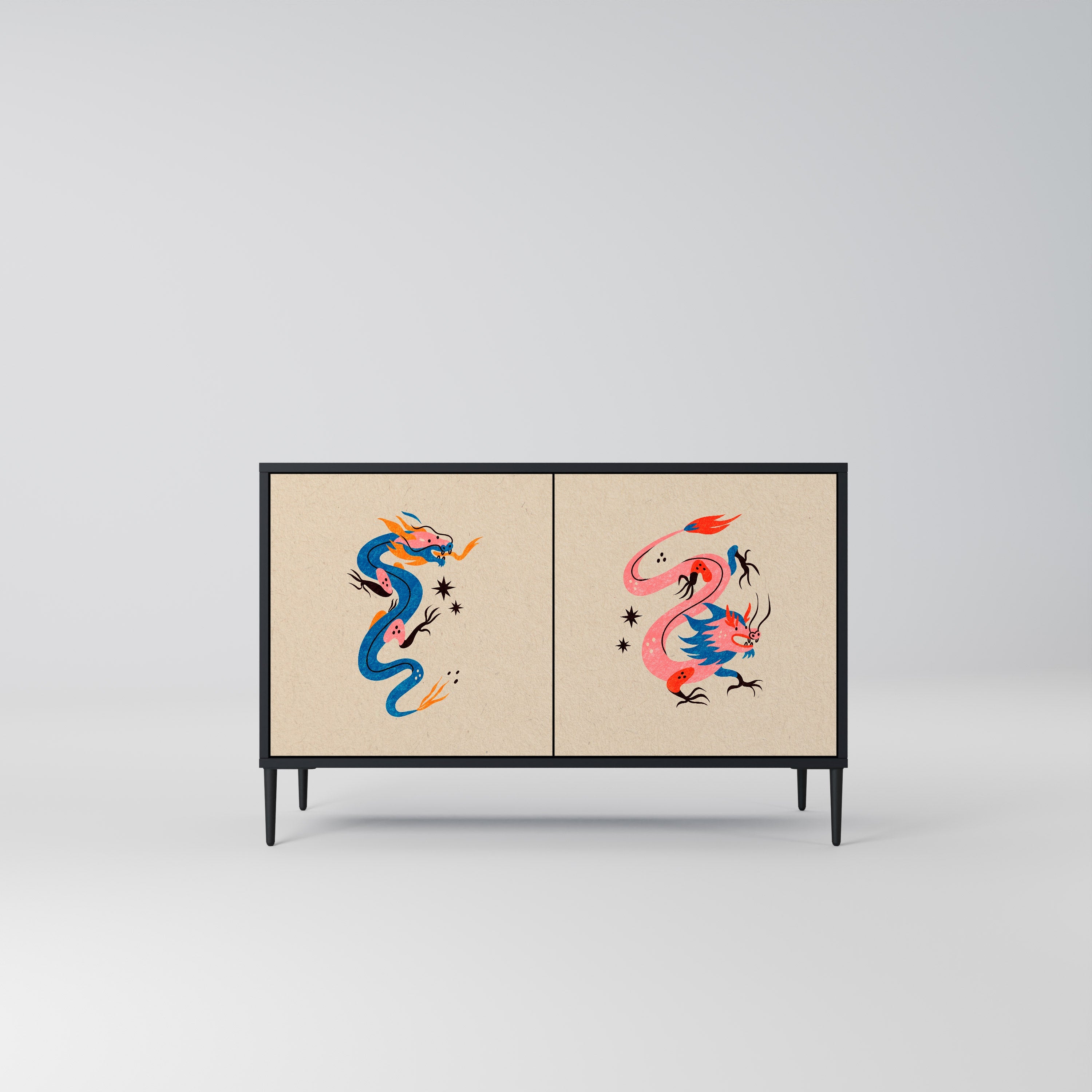 MYTHOLOGICAL CREATURES 2-Door Sideboard in Black Finish