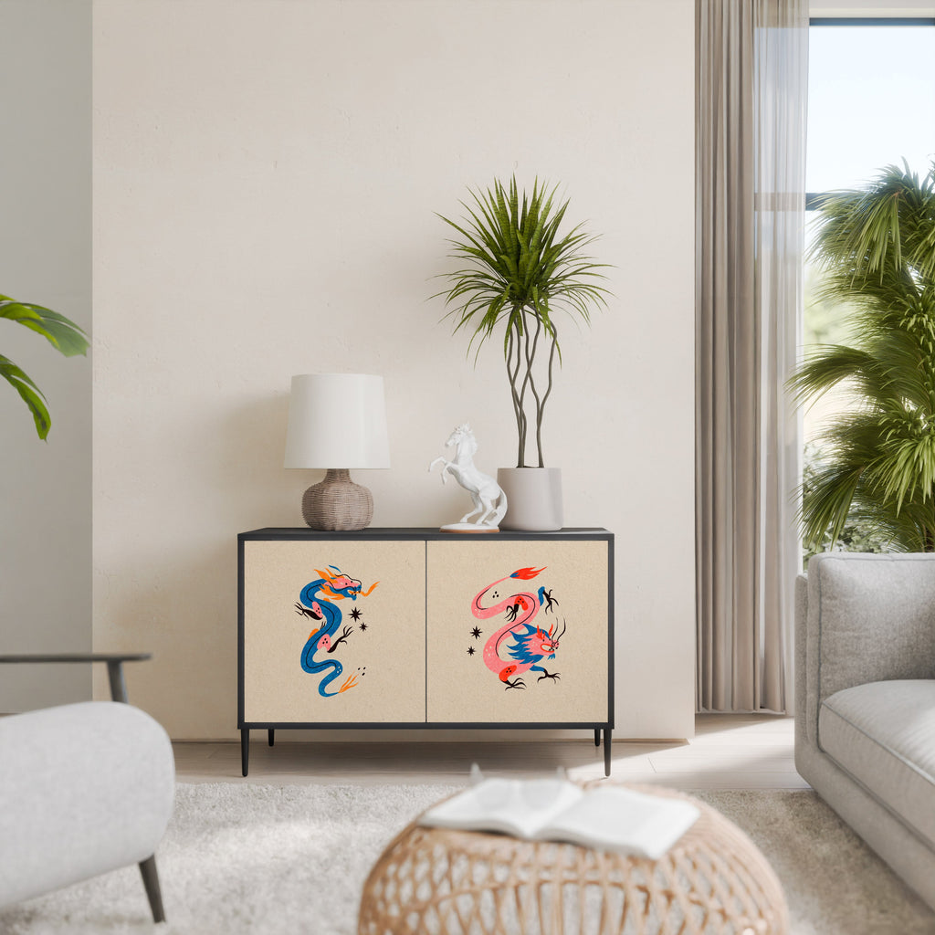 MYTHOLOGICAL CREATURES 2-Door Sideboard in Black Finish