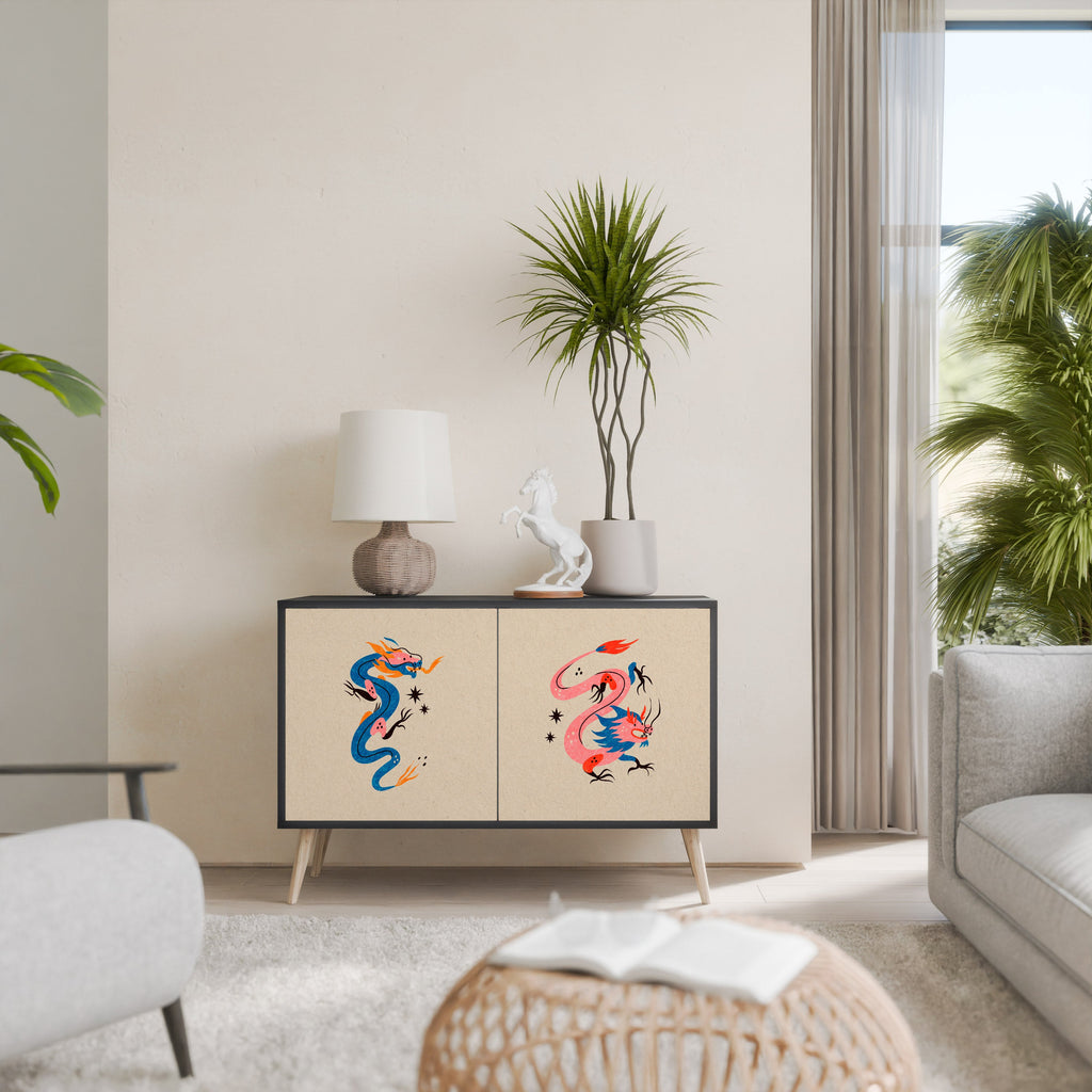 MYTHOLOGICAL CREATURES 2-Door Sideboard in Black Finish