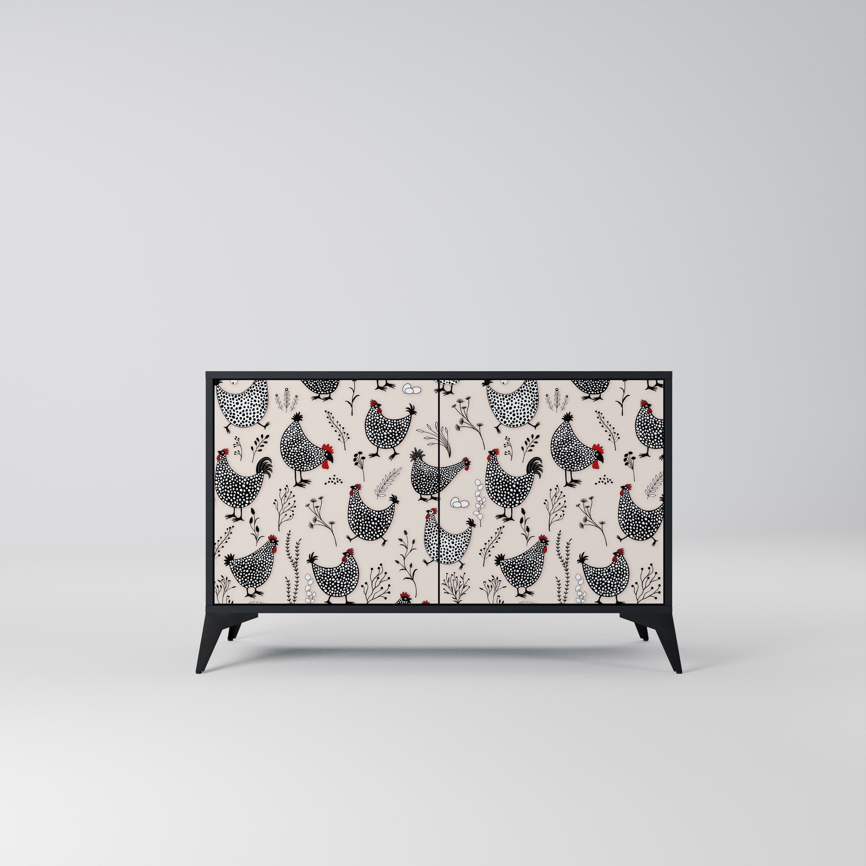 HAPPY HENS 2-Door Sideboard in Black Finish