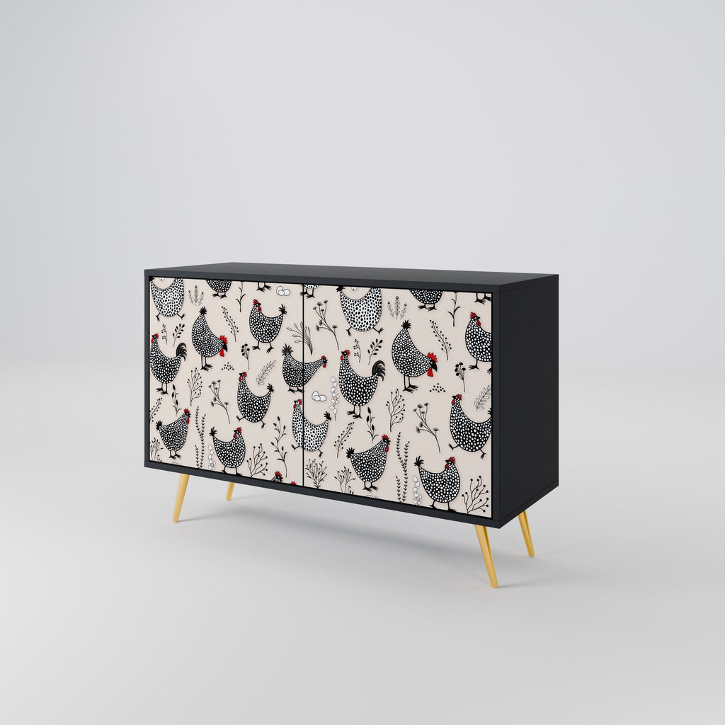 HAPPY HENS Sideboard mit 2 Türen in Schwarz
