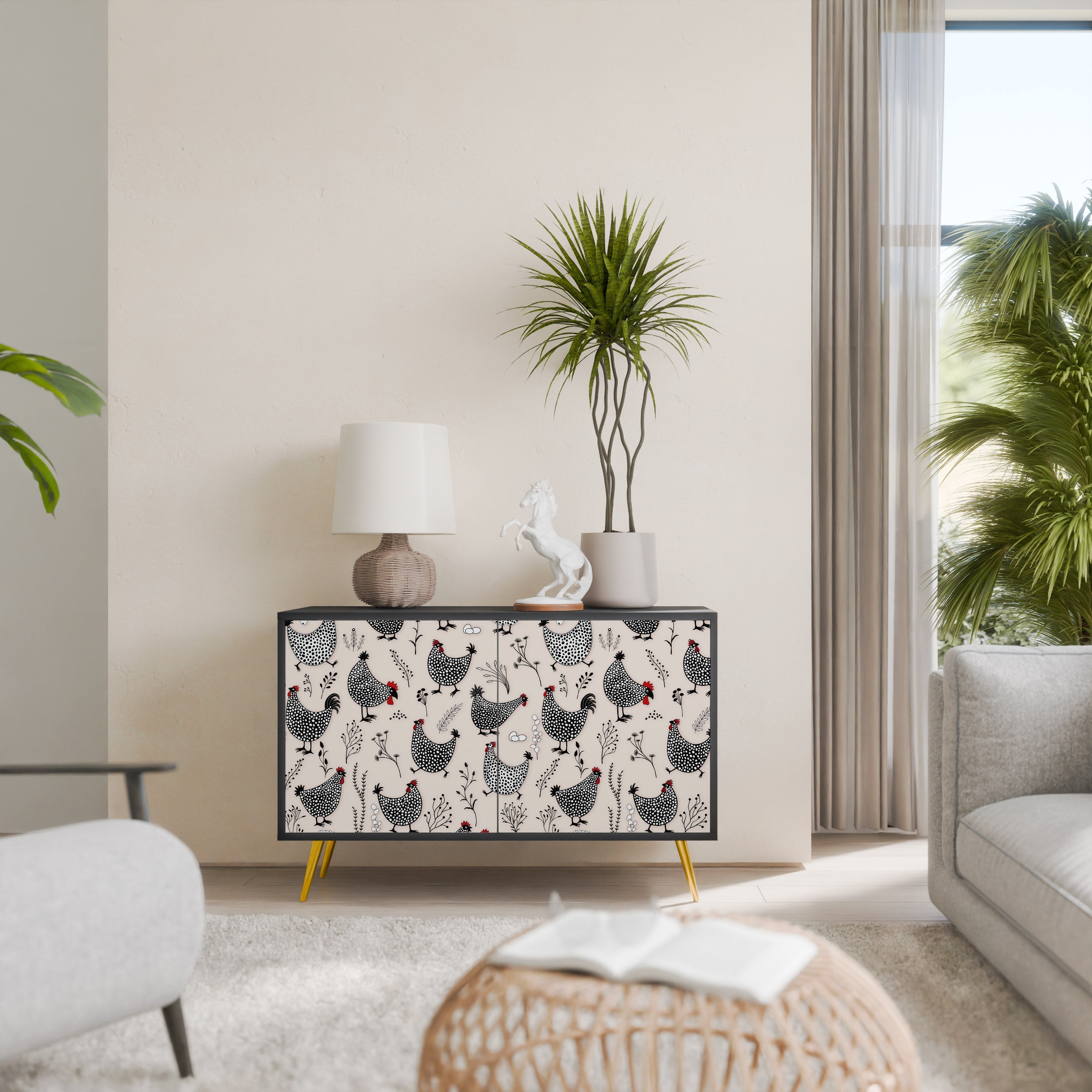 HAPPY HENS Sideboard mit 2 Türen in Schwarz