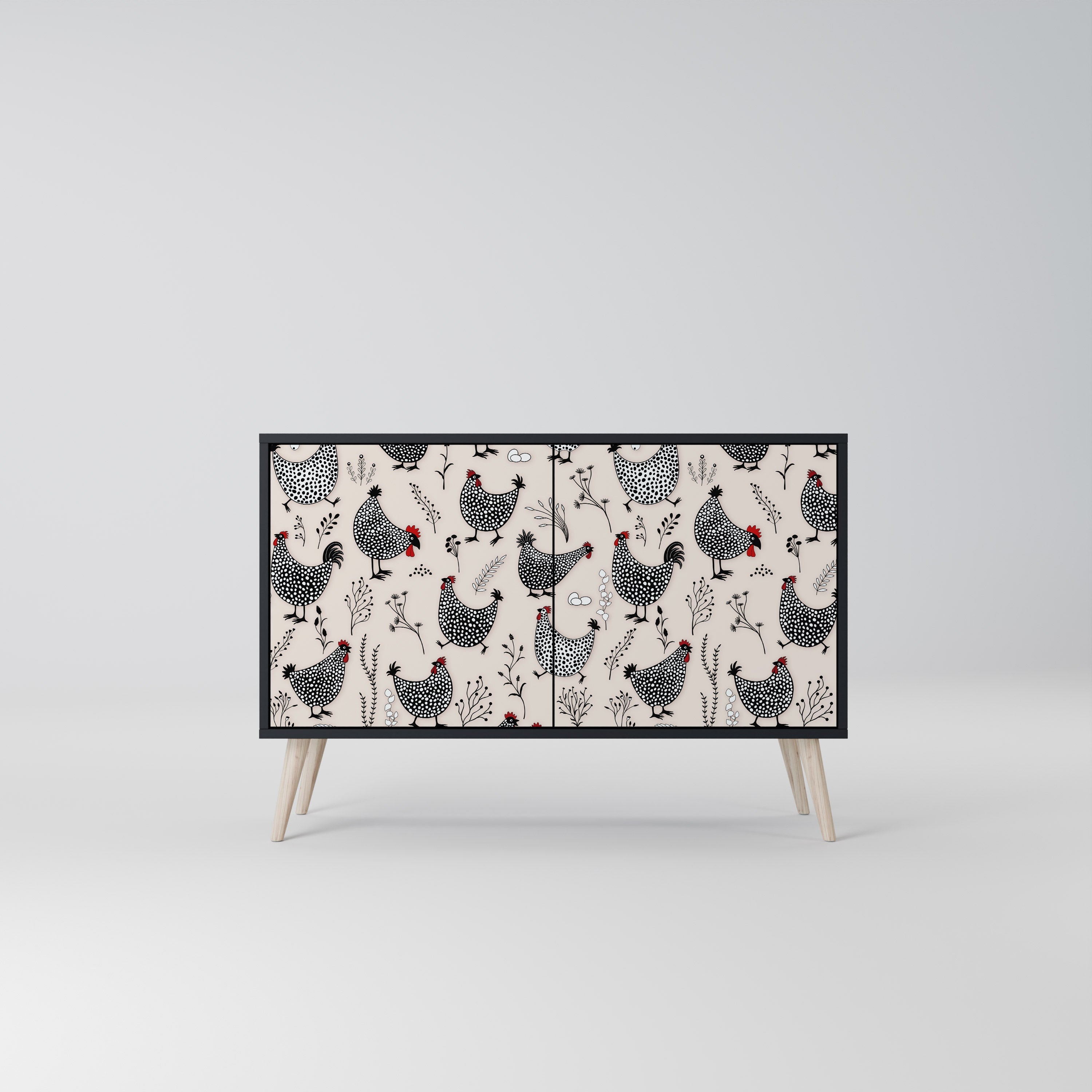 HAPPY HENS 2-Door Sideboard in Black Finish