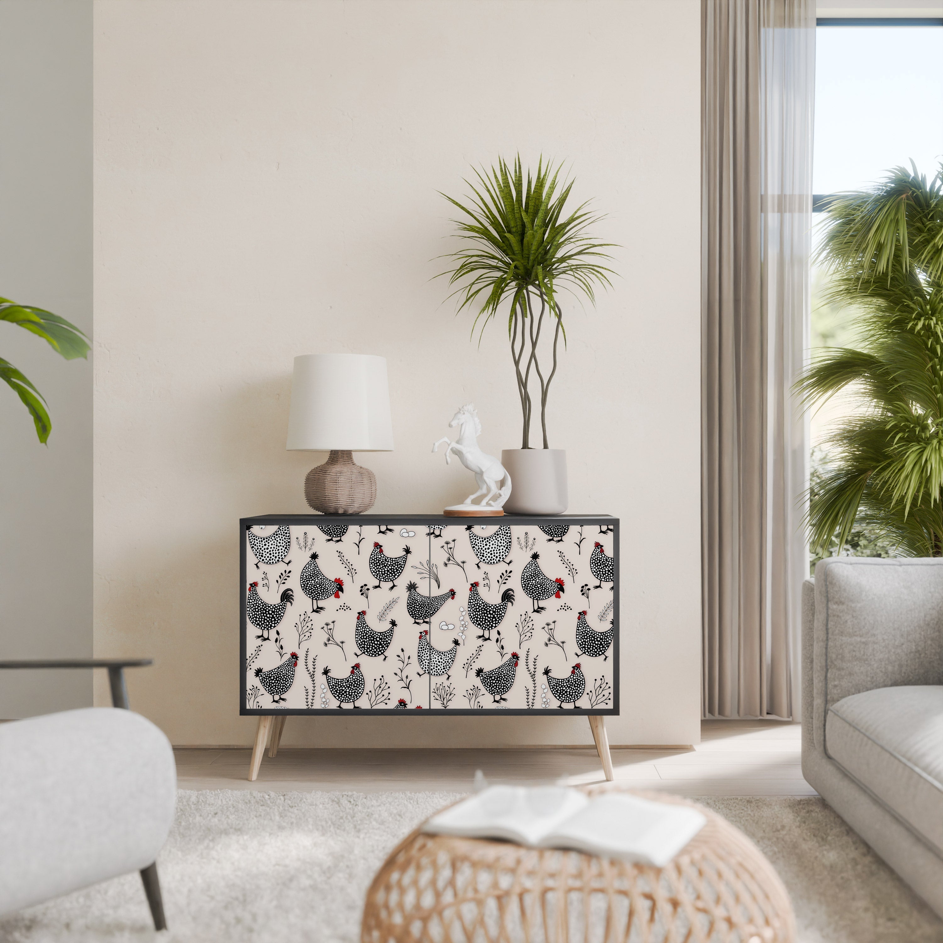 HAPPY HENS Sideboard mit 2 Türen in Schwarz