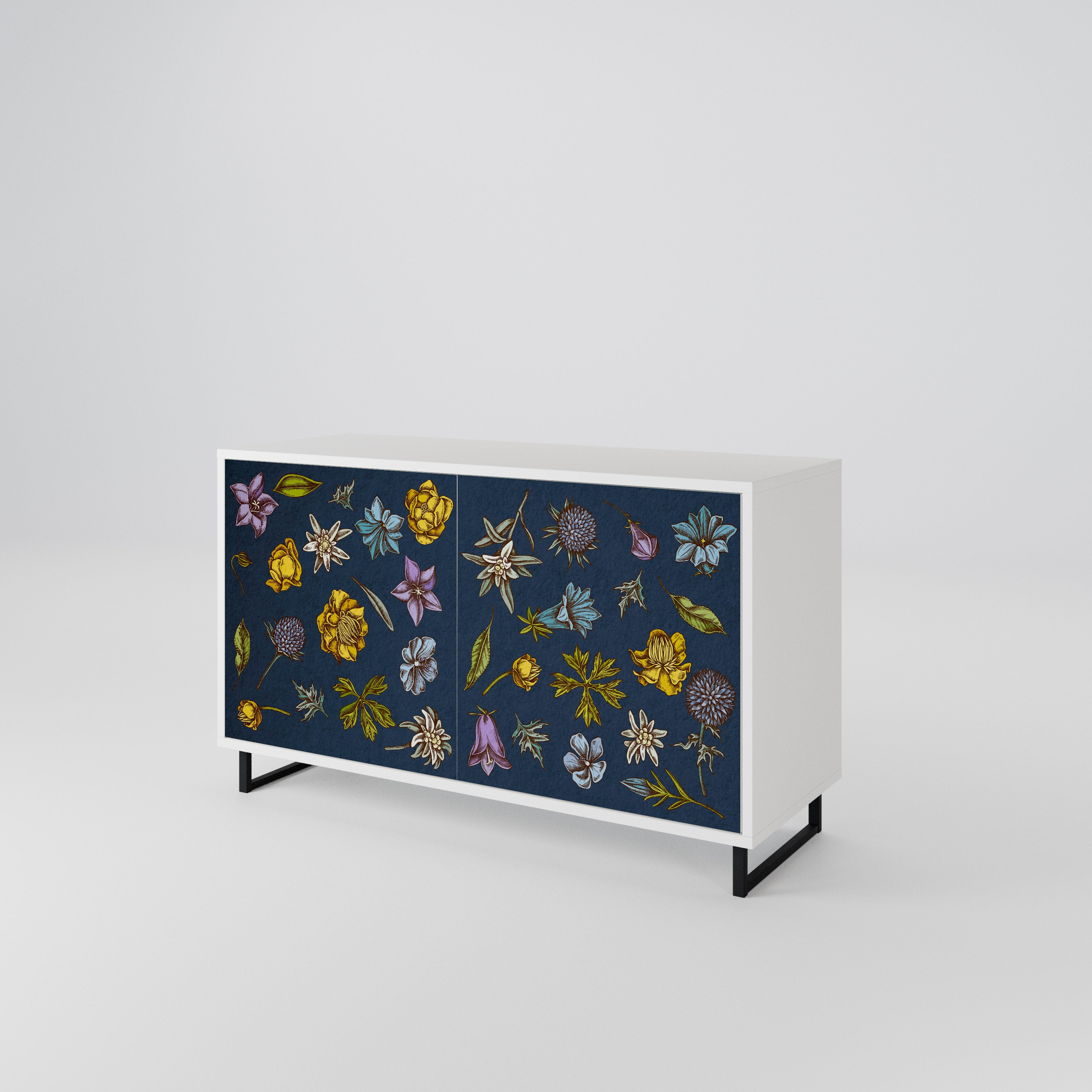 FLOWERS ON NAVY BLUE 2-türiges Sideboard