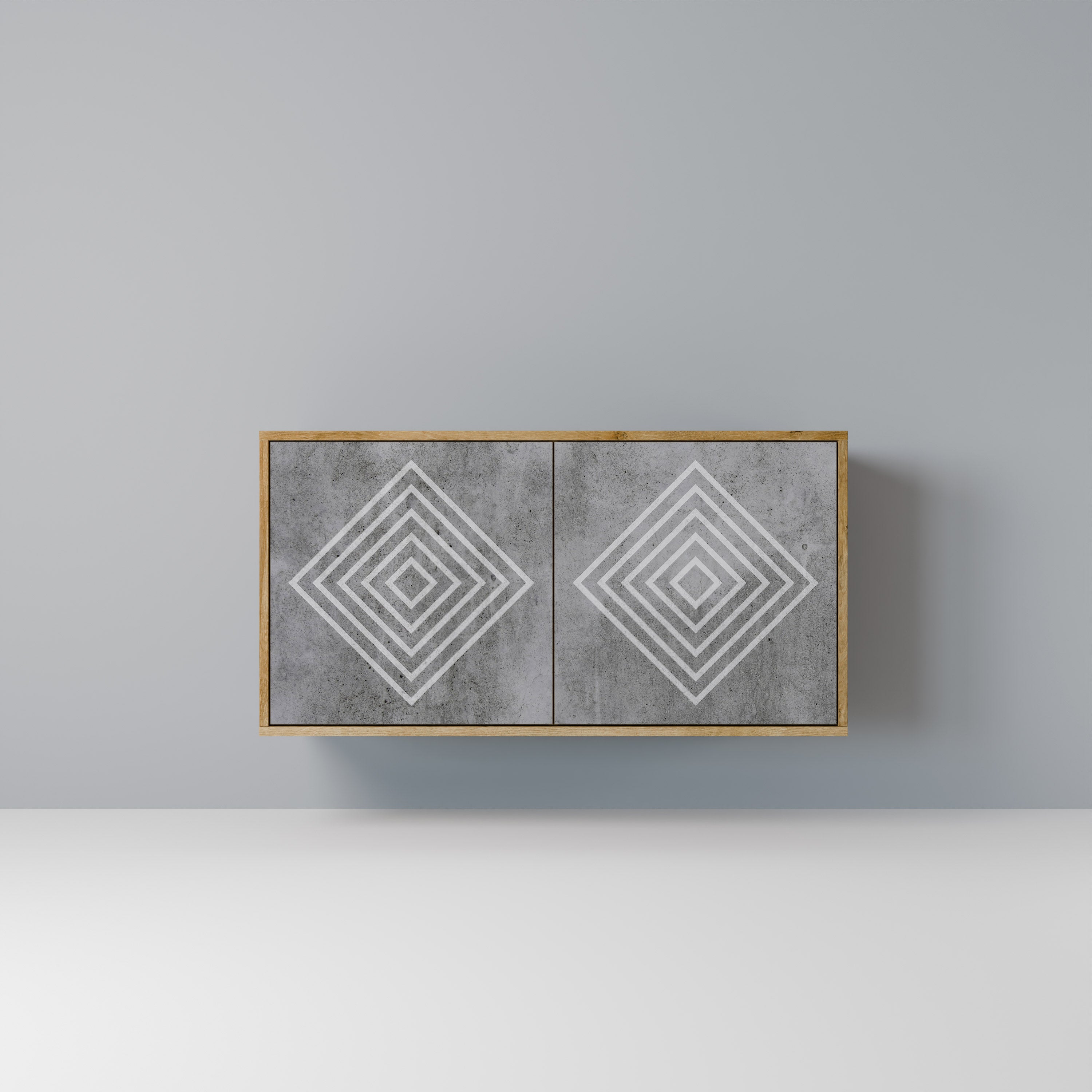 POLYGONAL ARTISTRY Sideboard mit 2 Türen in Eichenoptik