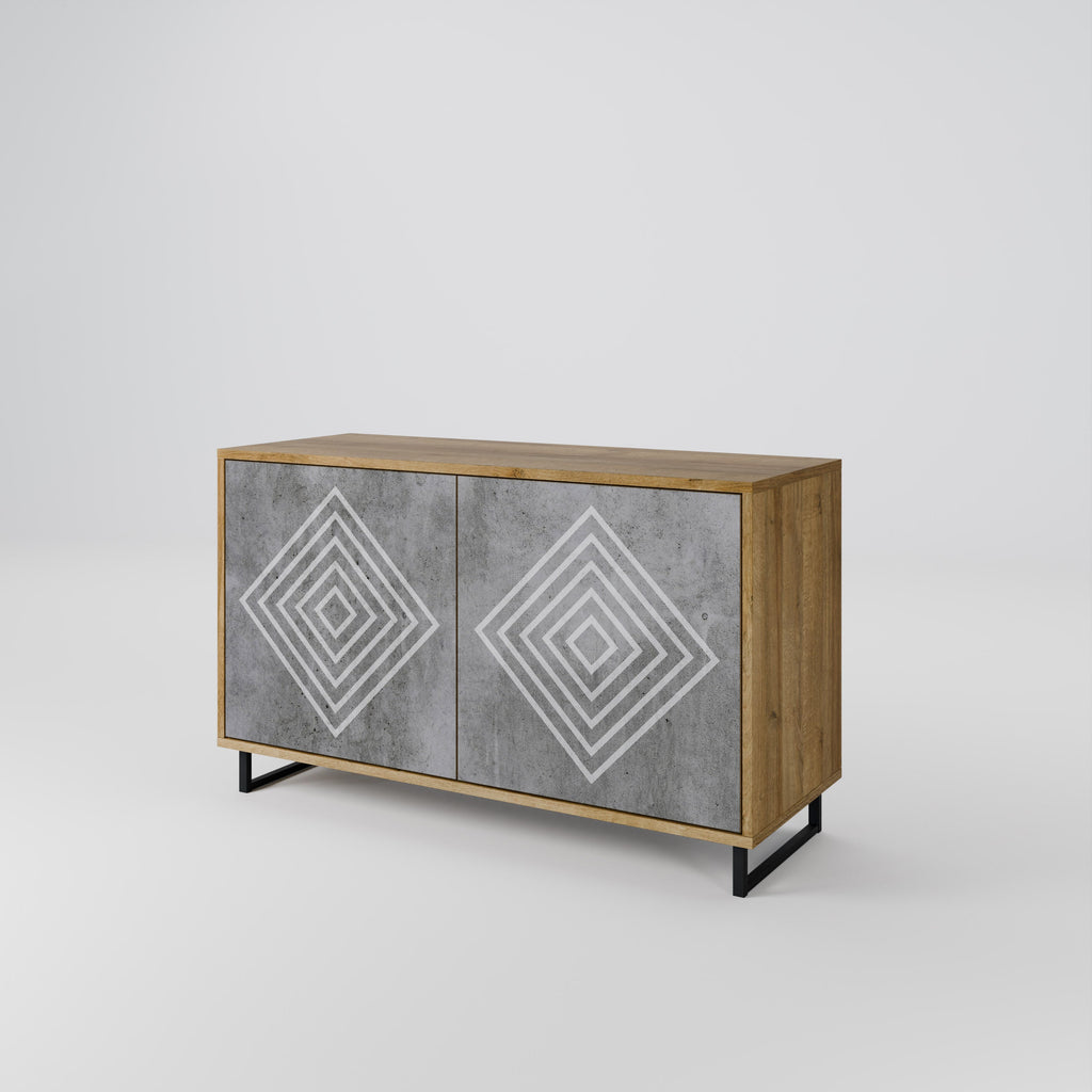 POLYGONAL ARTISTRY Sideboard mit 2 Türen in Eichenoptik