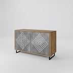 POLYGONAL ARTISTRY Sideboard mit 2 Türen in Eiche-Optik
