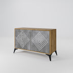 POLYGONAL ARTISTRY Sideboard mit 2 Türen in Eiche-Optik