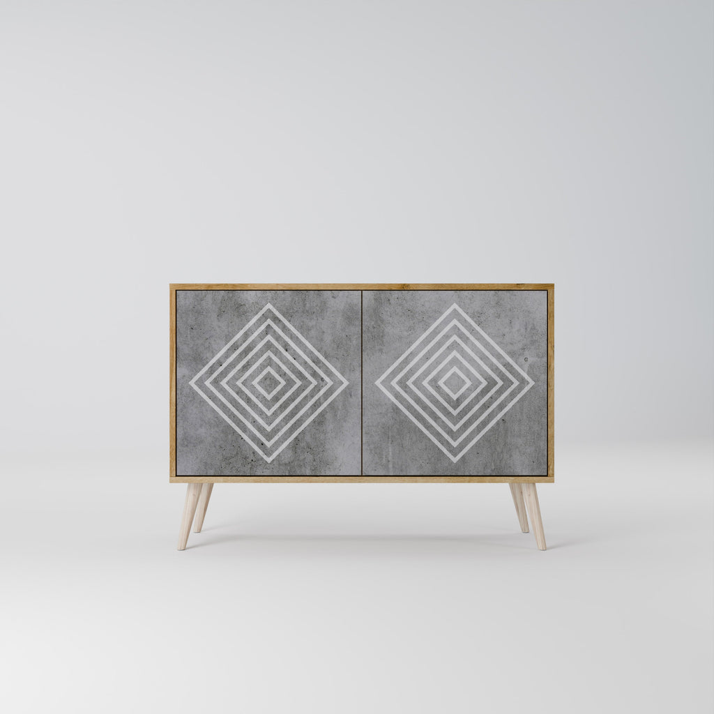 POLYGONAL ARTISTRY Sideboard mit 2 Türen in Eichenoptik