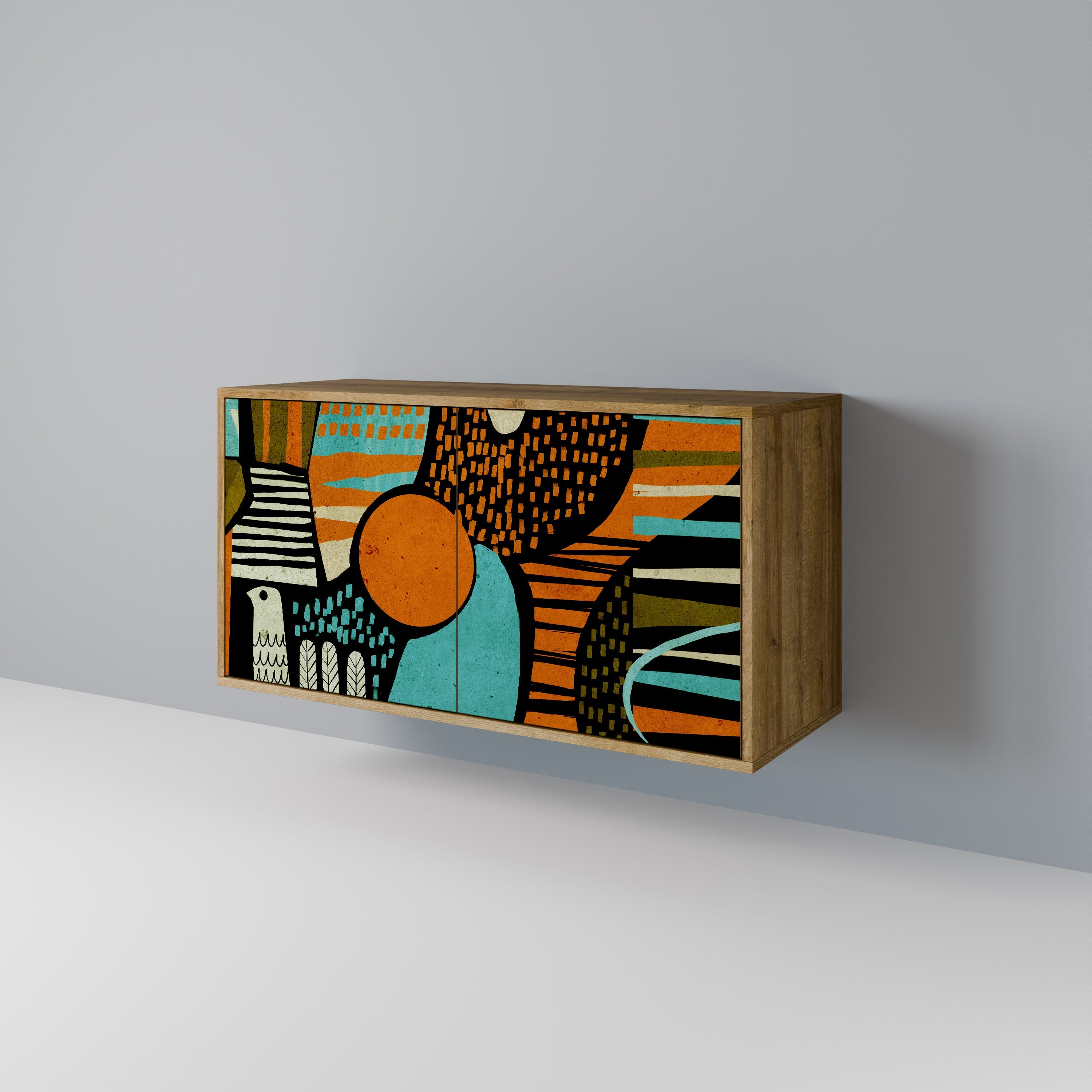 GEODE GLIMMER Sideboard mit 2 Türen in Eichenoptik