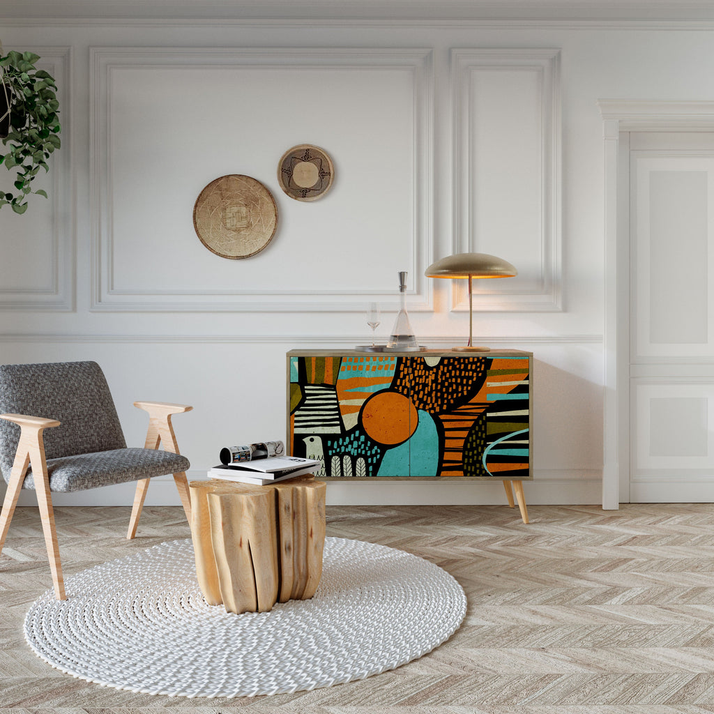 GEODE GLIMMER Sideboard mit 2 Türen in Eichenoptik