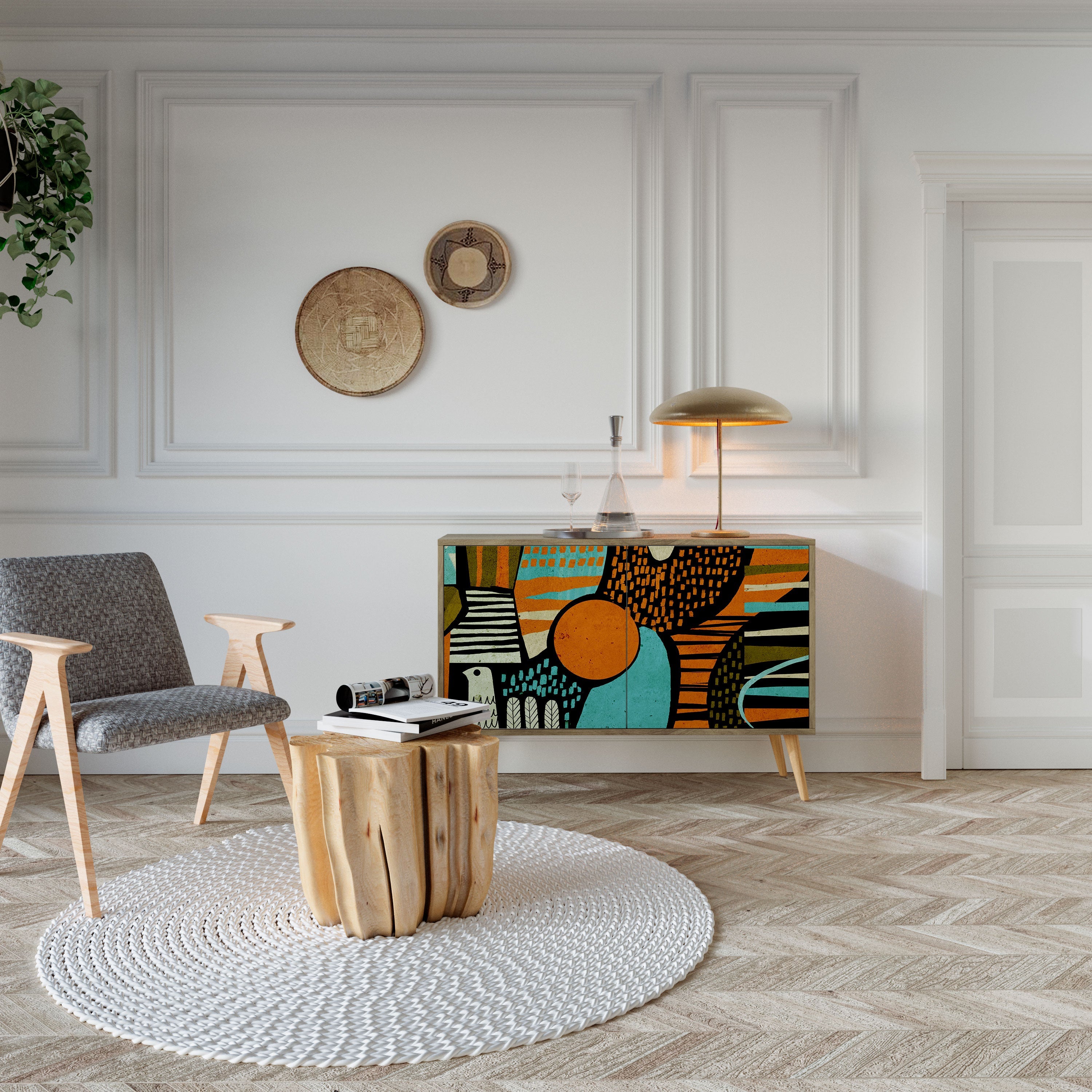 GEODE GLIMMER Sideboard mit 2 Türen in Eichenoptik