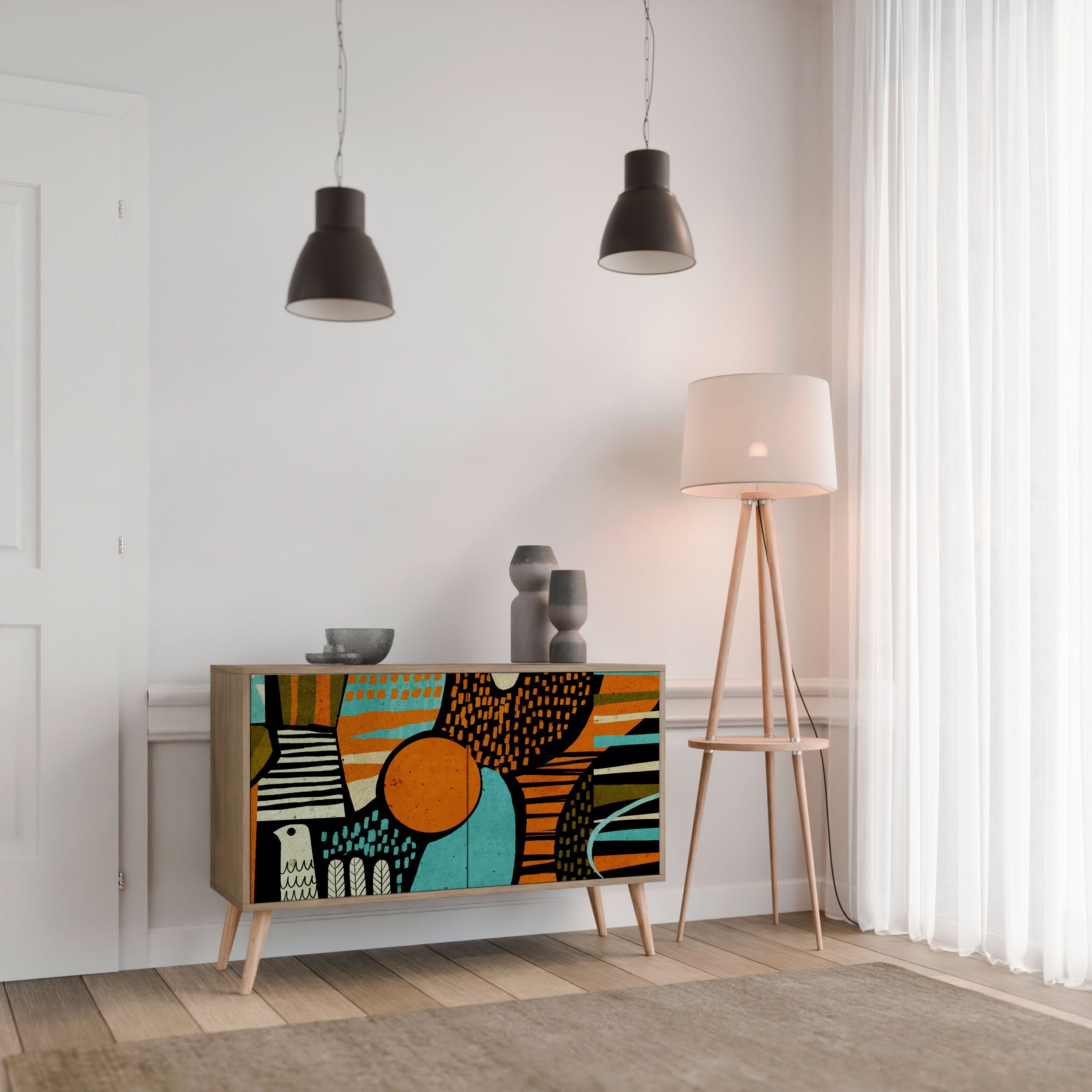 GEODE GLIMMER Sideboard mit 2 Türen in Eichenoptik