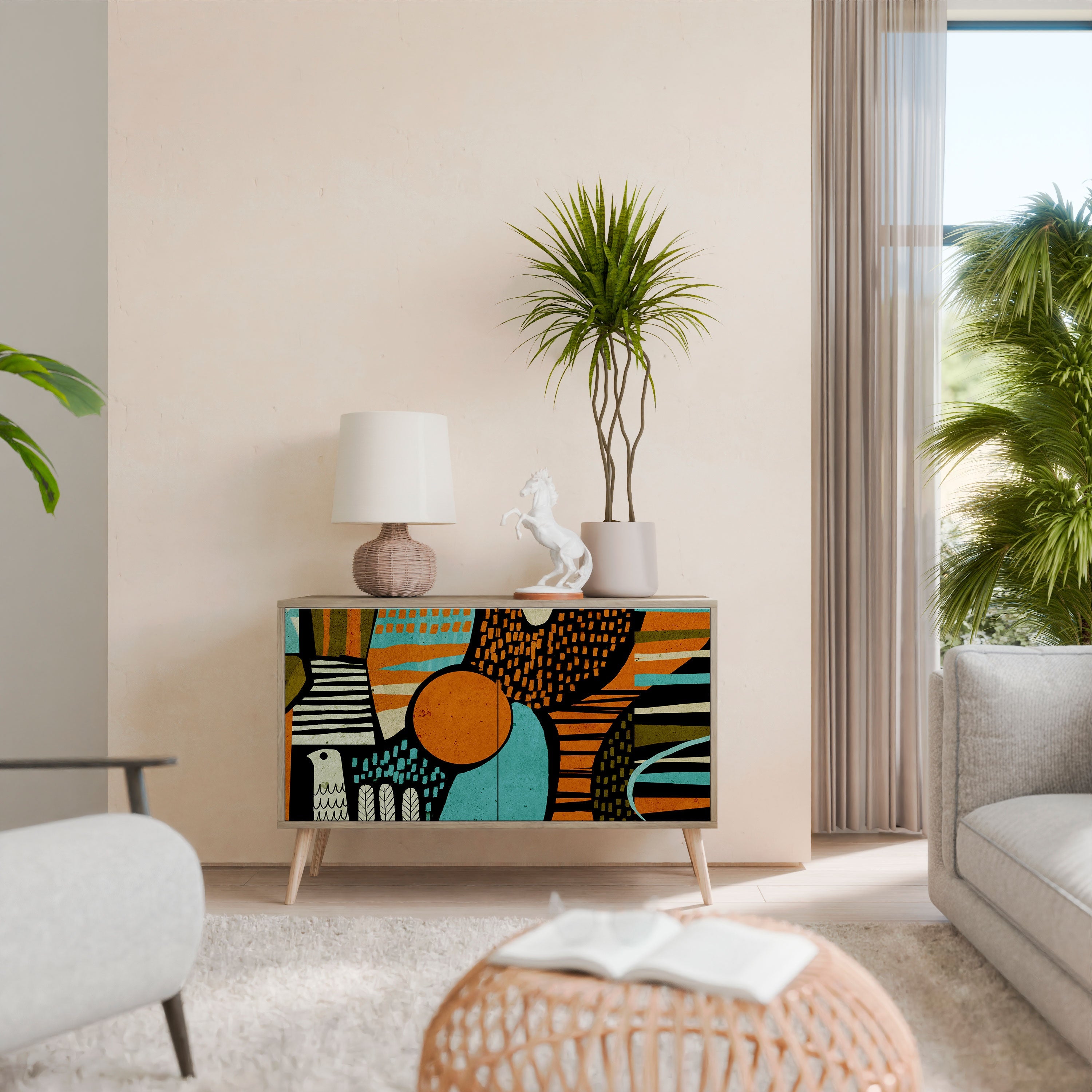 GEODE GLIMMER Sideboard mit 2 Türen in Eichenoptik