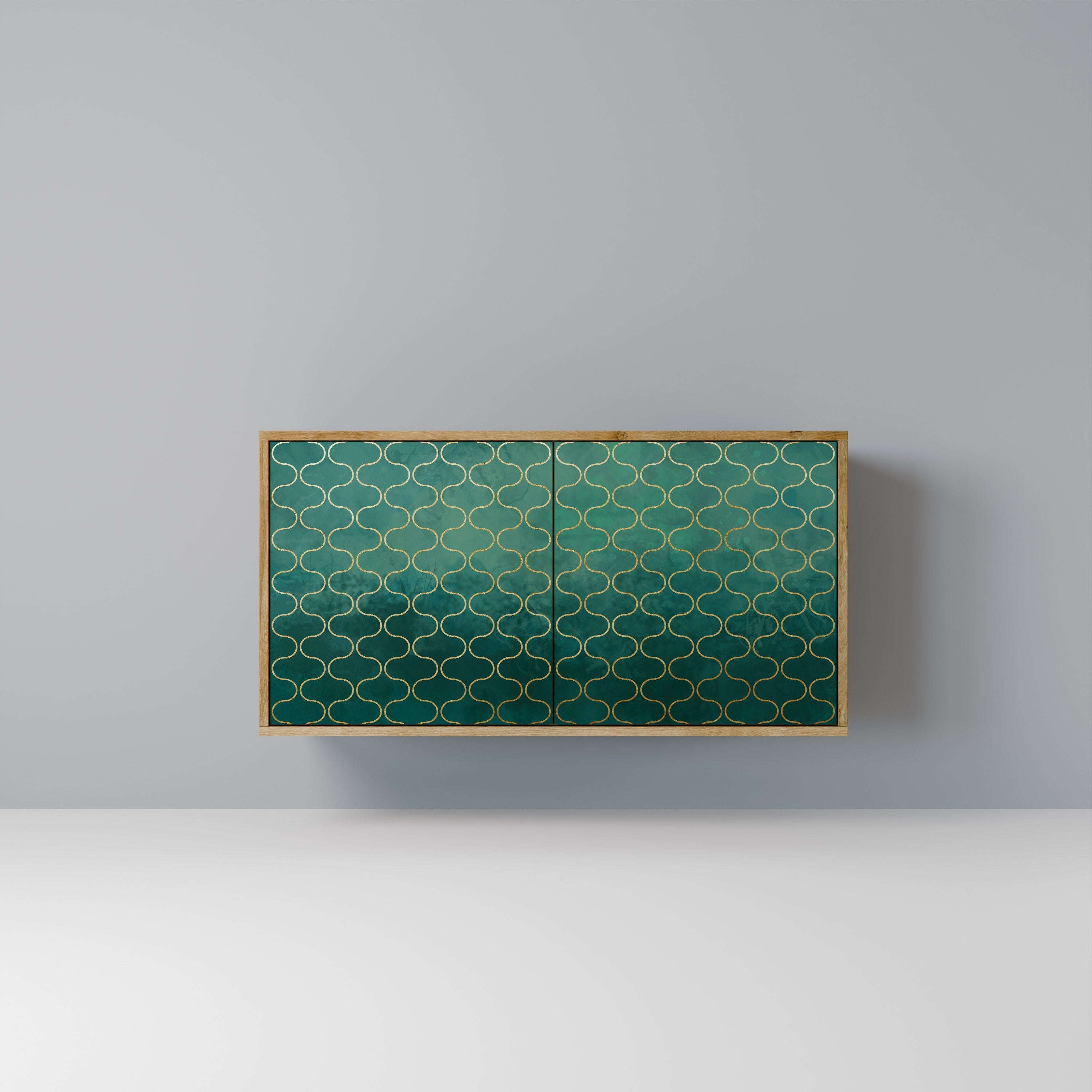 TESSELATED GREENERY Sideboard mit 2 Türen in Eichenoptik
