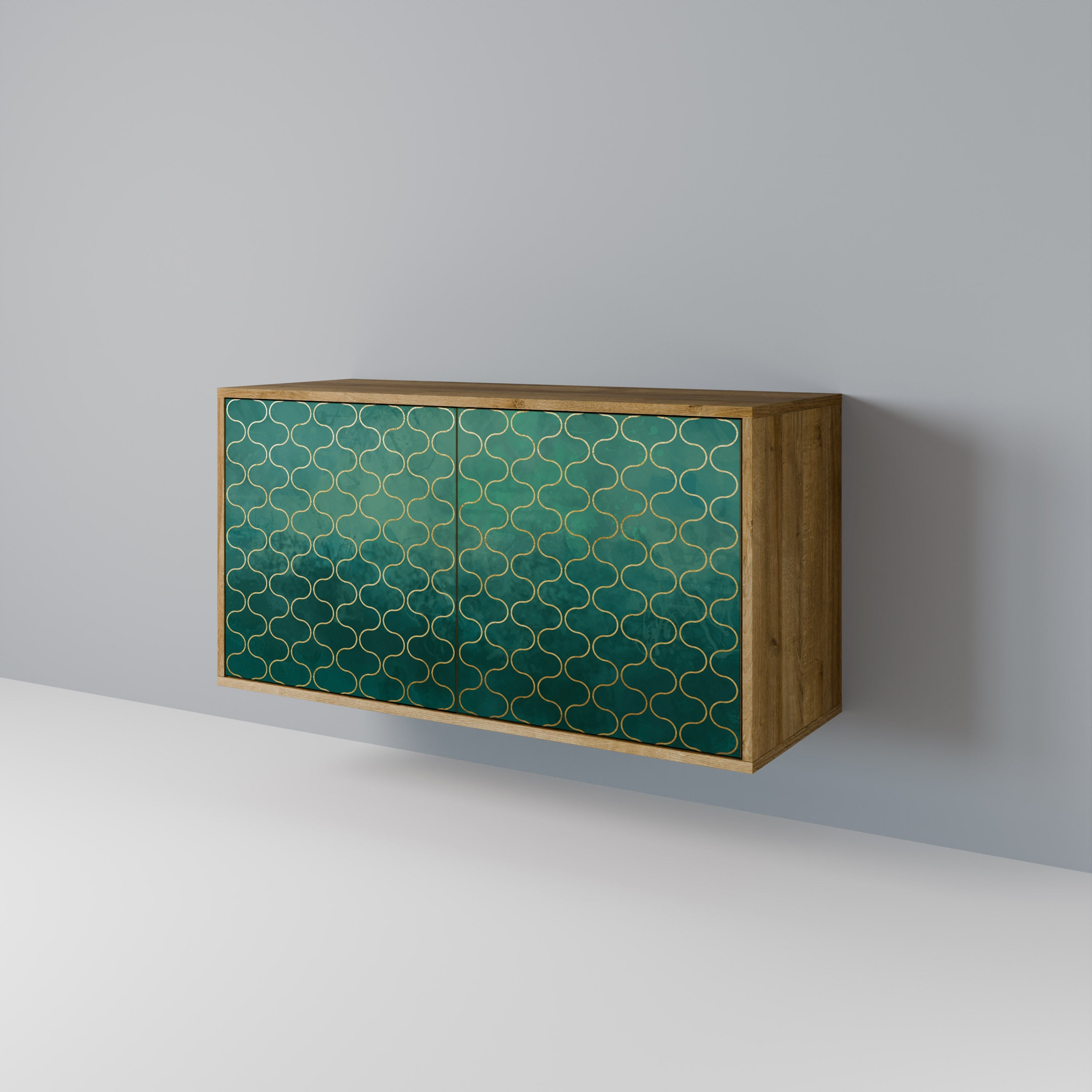 TESSELATED GREENERY Sideboard mit 2 Türen in Eichenoptik