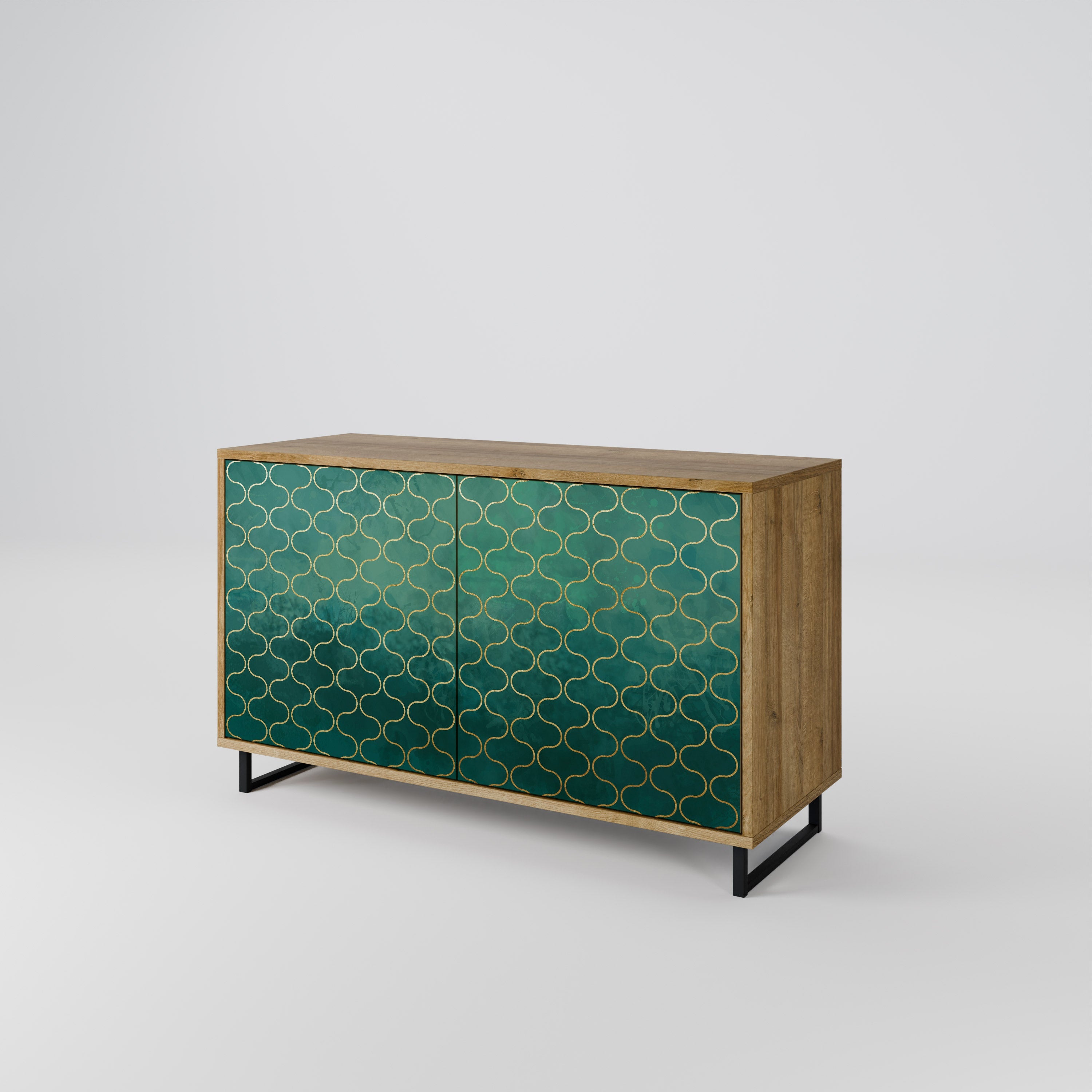 TESSELATED GREENERY Sideboard mit 2 Türen in Eichenoptik