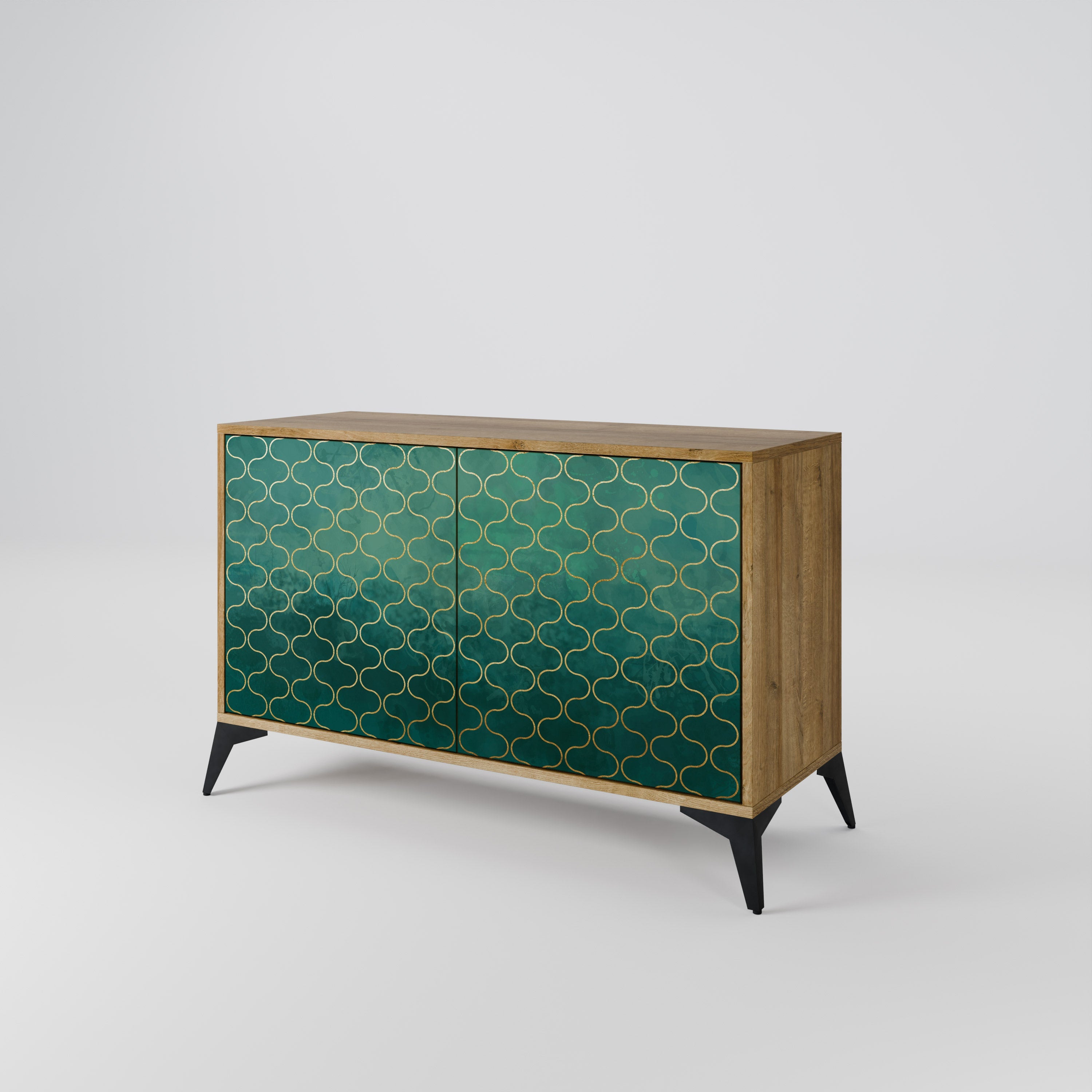 TESSELATED GREENERY Sideboard mit 2 Türen in Eichenoptik