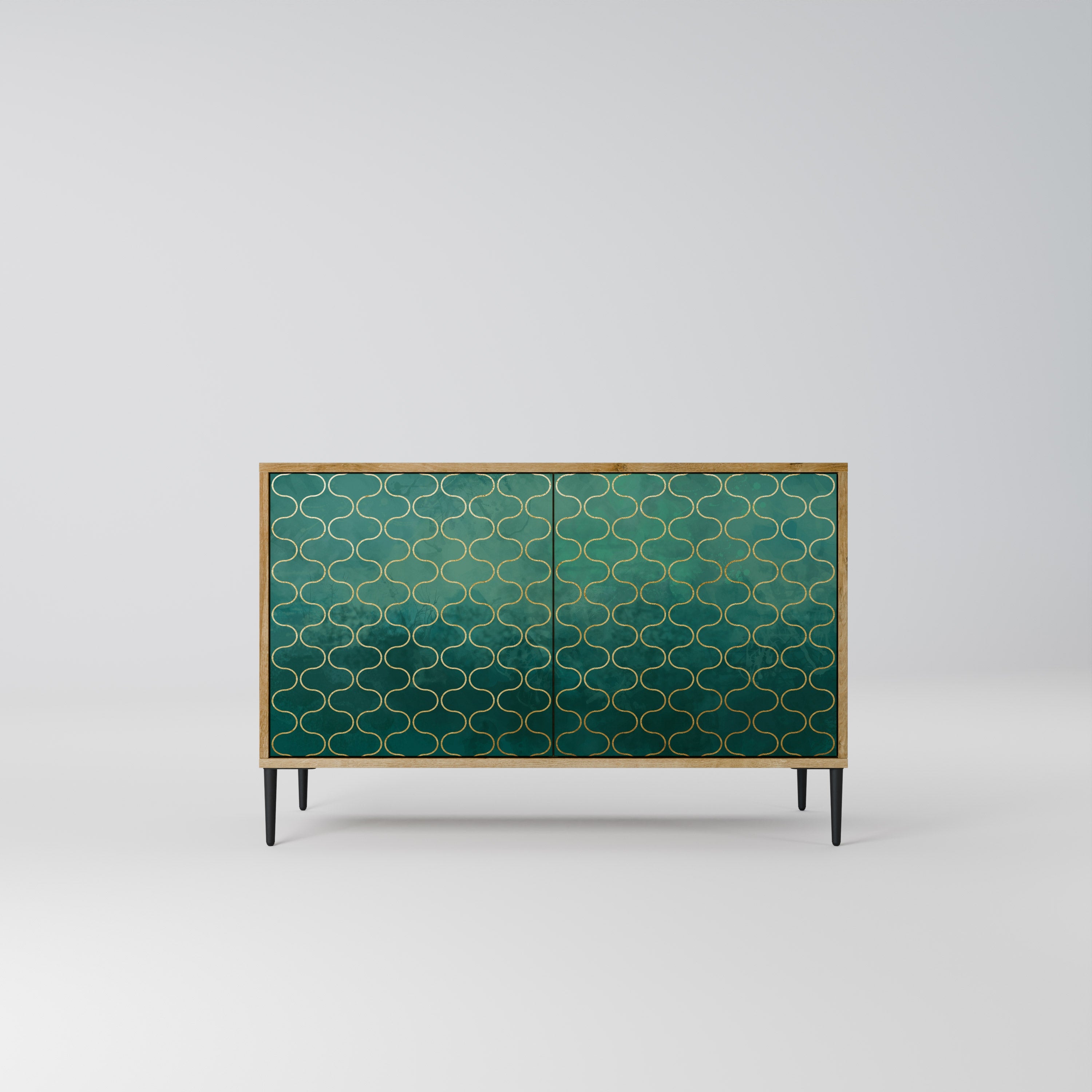 TESSELATED GREENERY Sideboard mit 2 Türen in Eichenoptik