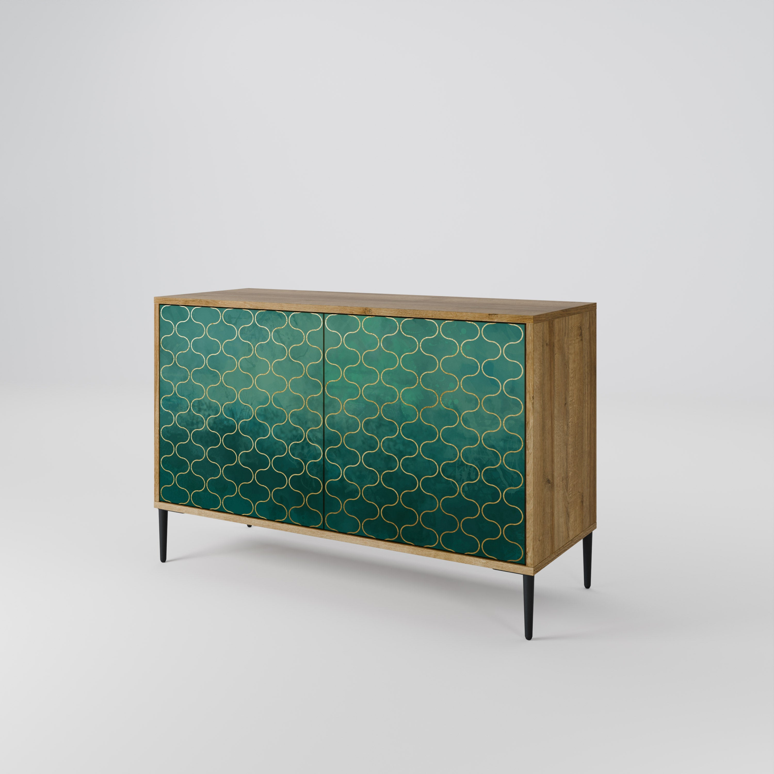 TESSELATED GREENERY Sideboard mit 2 Türen in Eichenoptik